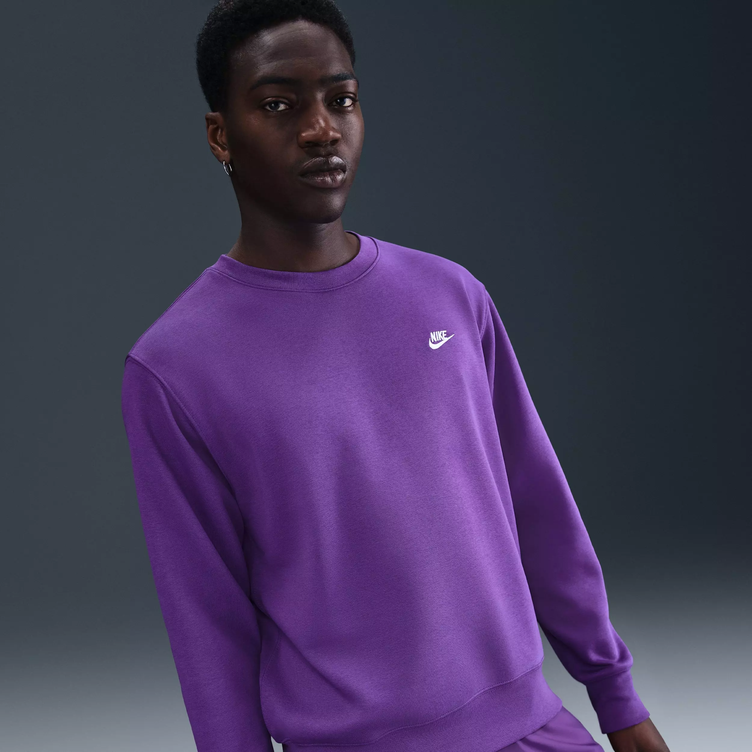 Nike Men's Club BB Fleece Crew - PURPLE