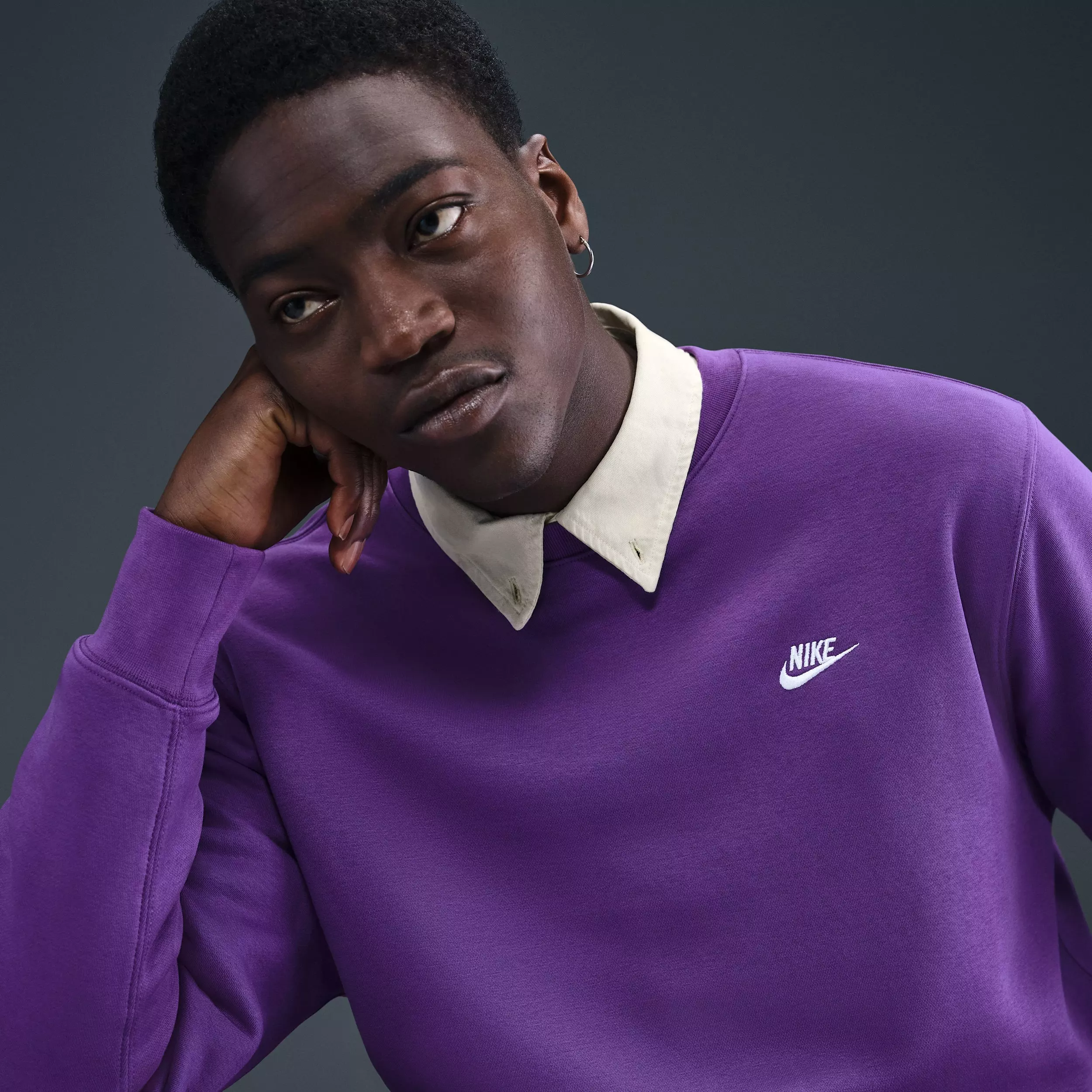 Nike Men's Club BB Fleece Crew - PURPLE