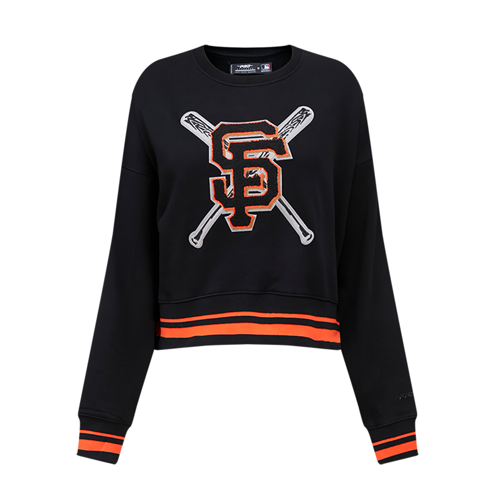 Pro Standard Women's MLB San Francisco Giants Mashup Rib Fleece Crewneck -Black/Orange - BLACK/ORANGE Thumbnail View 1