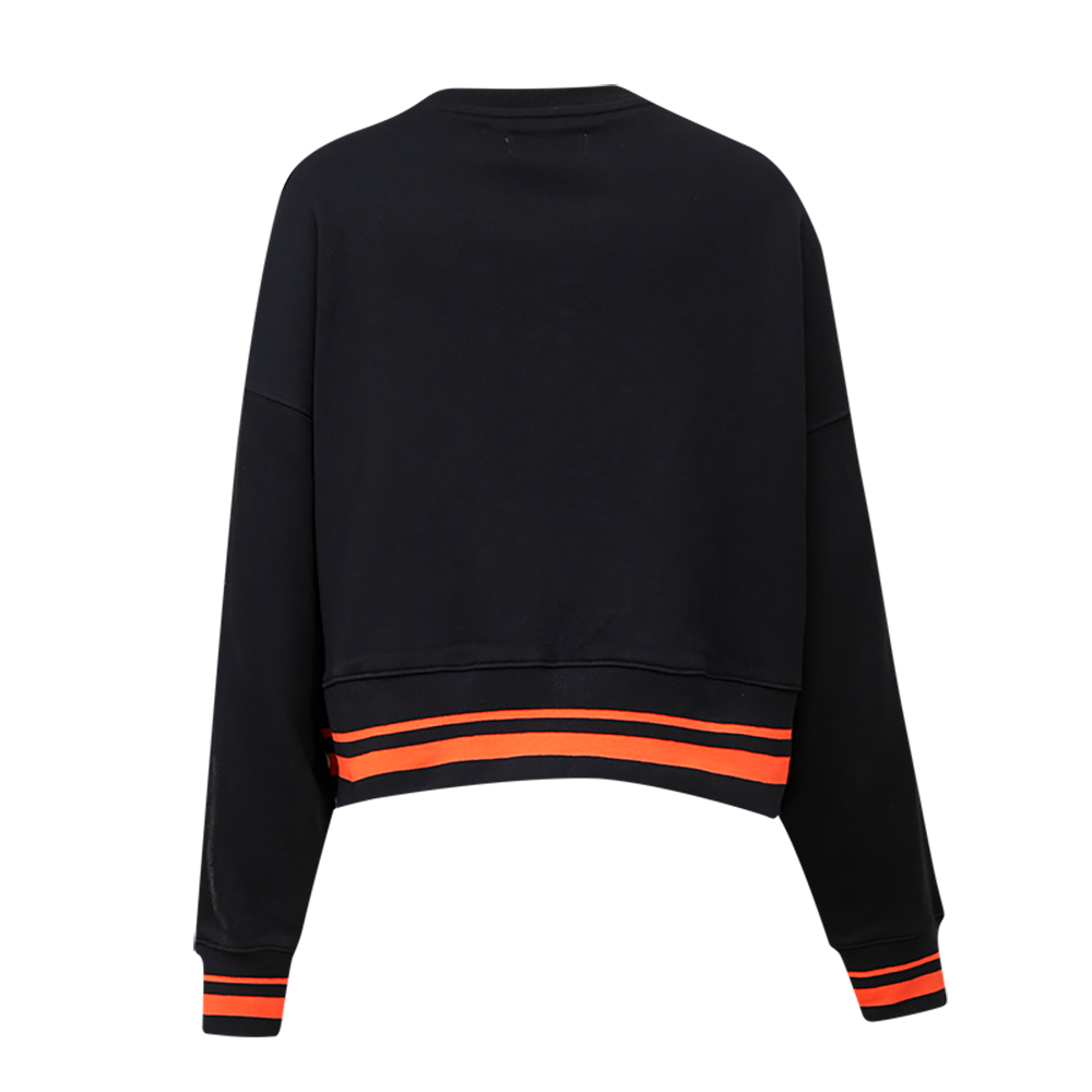 Pro Standard Women's MLB San Francisco Giants Mashup Rib Fleece Crewneck - Black/Orange - BLACK/ORANGE Thumbnail View 2