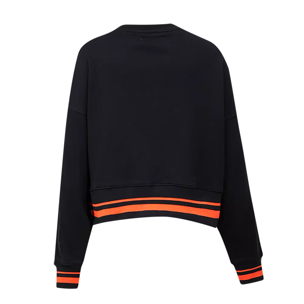 Pro Standard Women's MLB San Francisco Giants Mashup Rib Fleece Crewneck - Black/Orange - BLACK/ORANGE