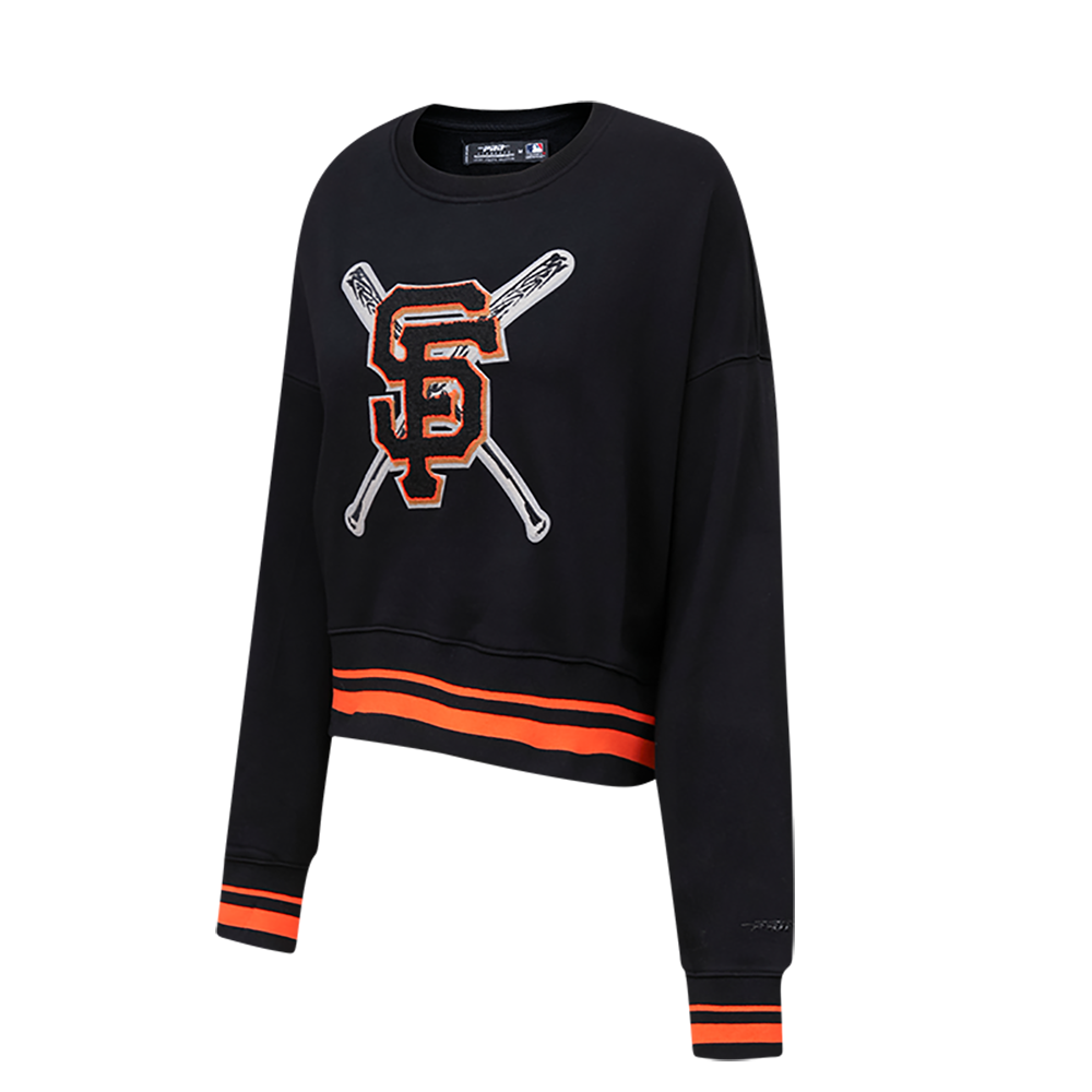 Pro Standard Women's MLB San Francisco Giants Mashup Rib Fleece Crewneck - Black/Orange - BLACK/ORANGE Thumbnail View 3