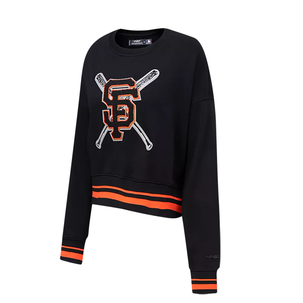 Pro Standard Women's MLB San Francisco Giants Mashup Rib Fleece Crewneck - Black/Orange - BLACK/ORANGE