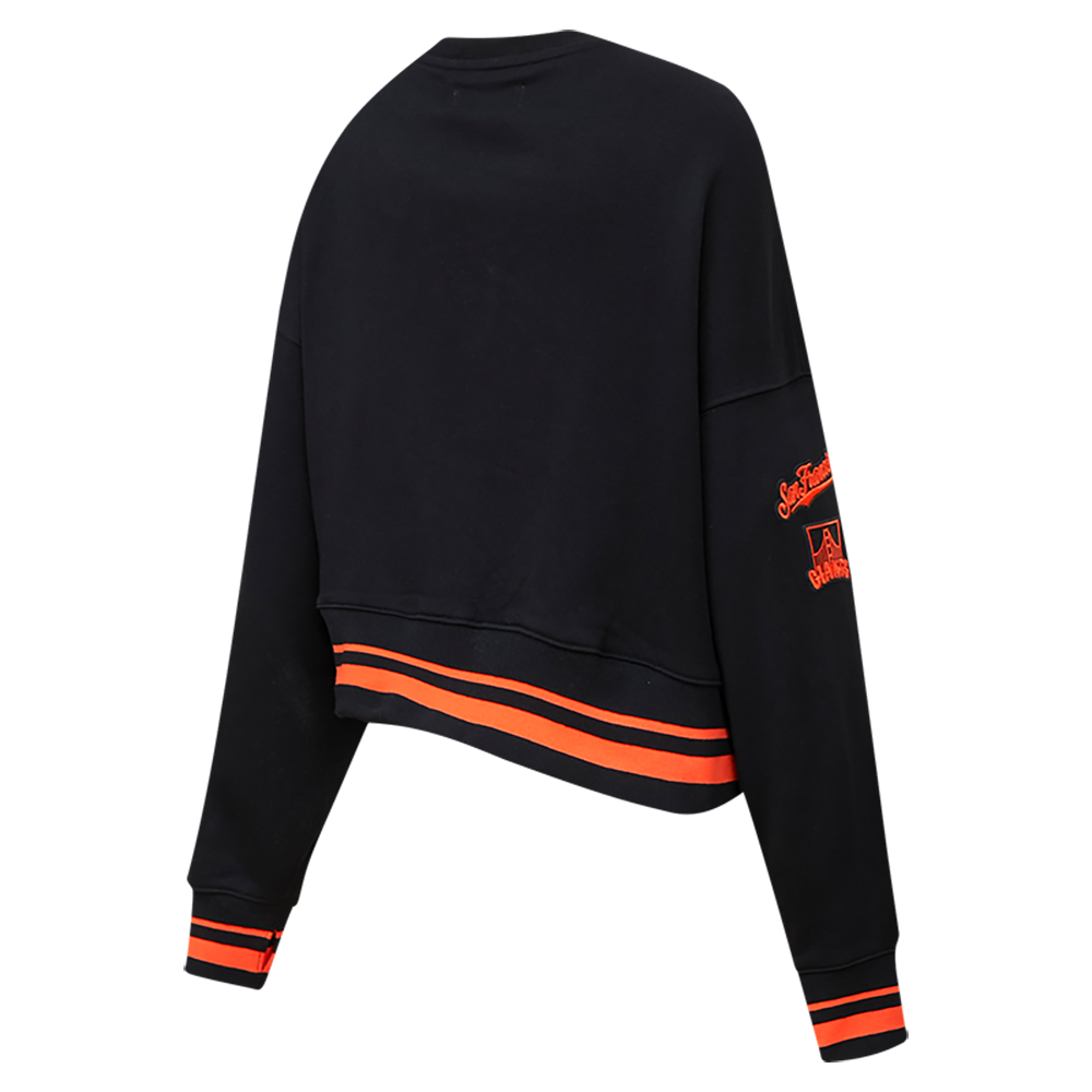 Pro Standard Women's MLB San Francisco Giants Mashup Rib Fleece Crewneck -Black/Orange - BLACK/ORANGE Thumbnail View 4