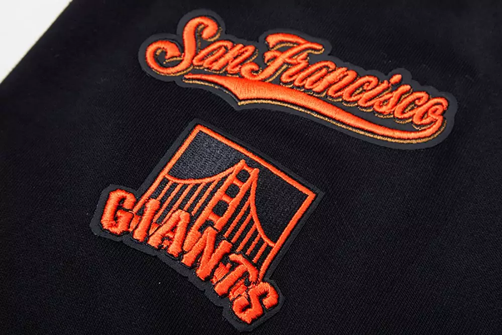 Pro Standard Women's MLB San Francisco Giants Mashup Rib Fleece Crewneck -Black/Orange - BLACK/ORANGE