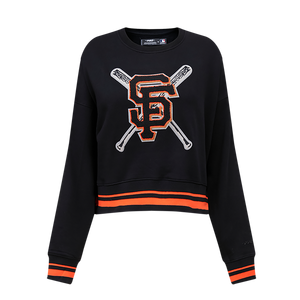 Pro Standard Women's MLB San Francisco Giants Mashup Rib Fleece Crewneck -Black/Orange