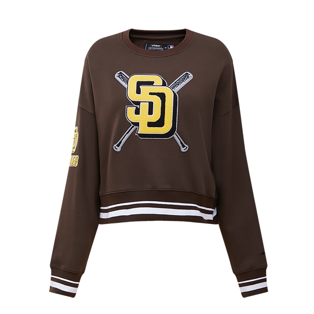 Pro Standard Women's MLB San Diego PadresTEAM Mashup Rib Fleece Crewneck - Brown - BROWN Thumbnail View 1