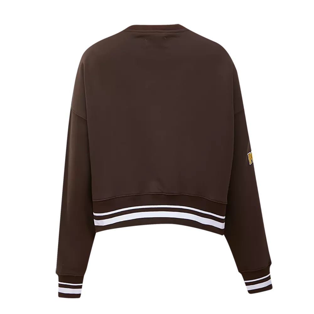 Pro Standard Women's MLB San Diego PadresTEAM Mashup Rib Fleece Crewneck - Brown - BROWN