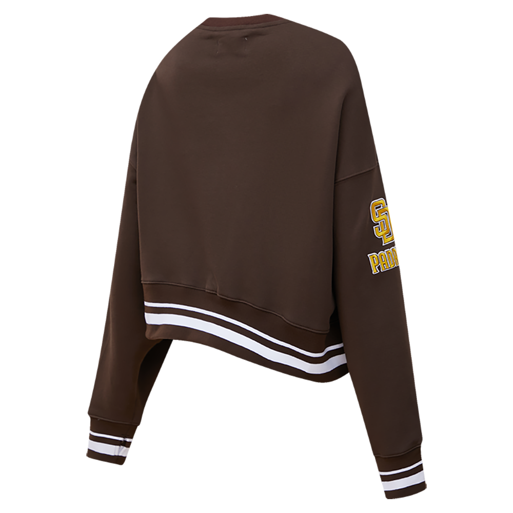 Pro Standard Women's MLB San Diego PadresTEAM Mashup Rib Fleece Crewneck - Brown - BROWN Thumbnail View 4