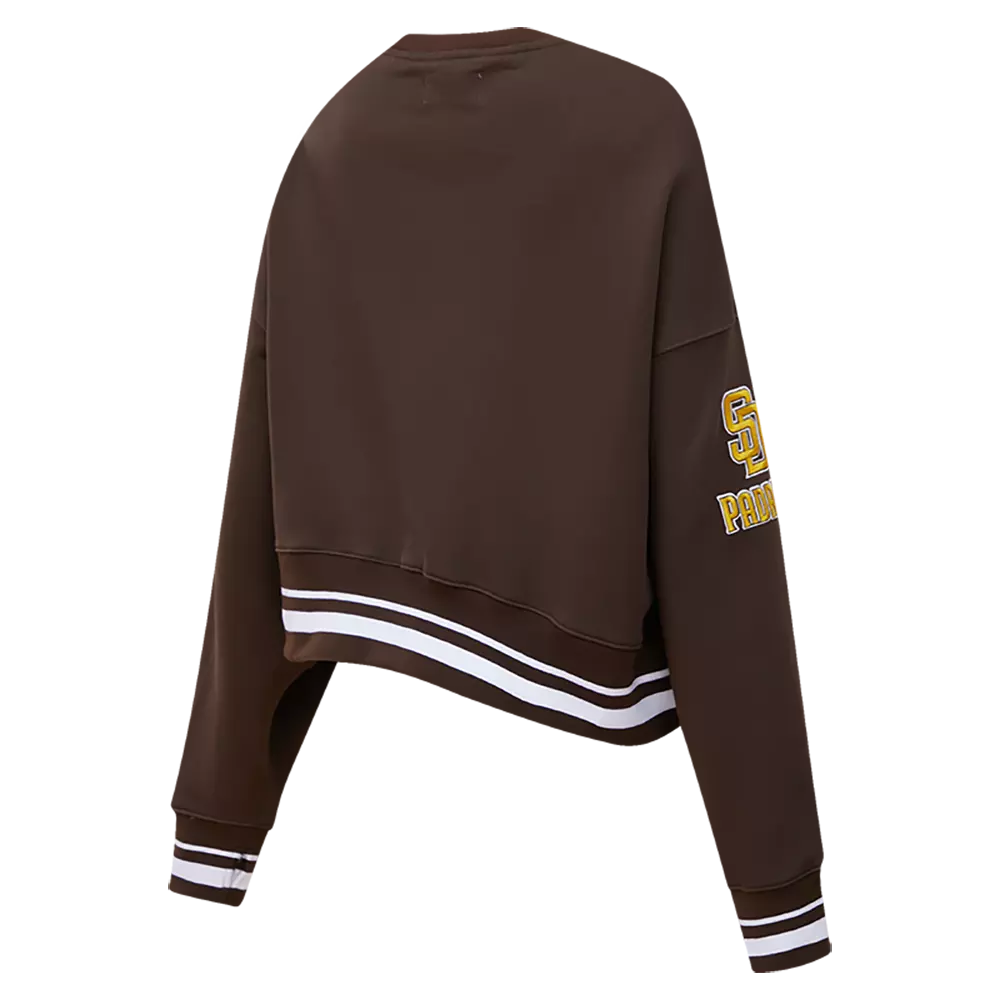 Pro Standard Women's MLB San Diego PadresTEAM Mashup Rib Fleece Crewneck -Brown - BROWN