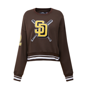 Pro Standard Women's MLB San Diego PadresTEAM Mashup Rib Fleece Crewneck -Brown