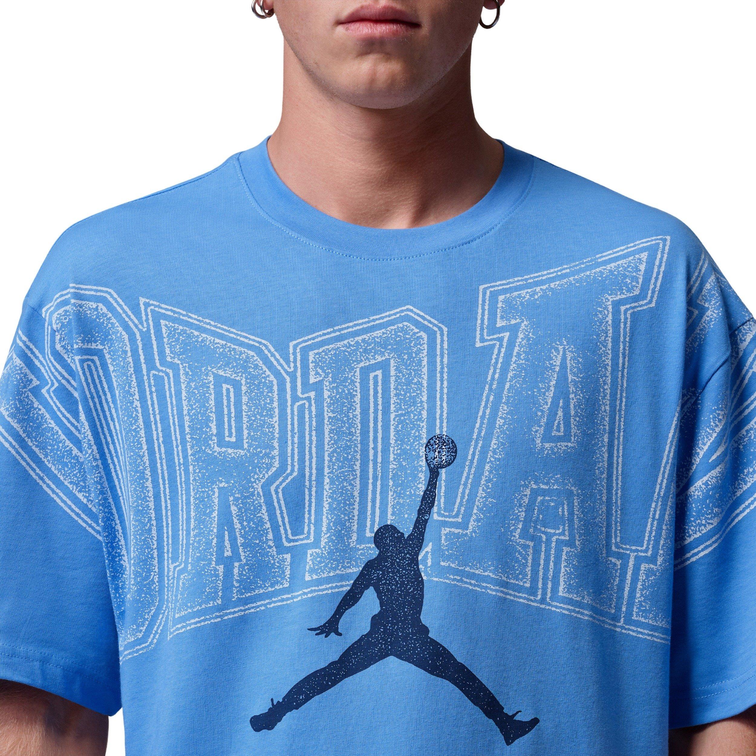 Jordan Men's New Stretch Graphic T-Shirt - Blue - BLUE Thumbnail View 4