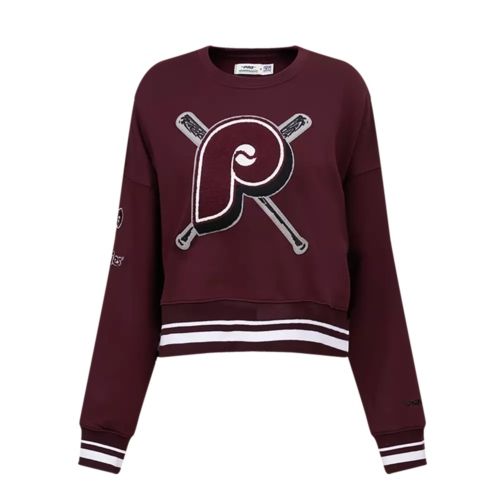 Pro Standard Women's MLB Philadelphia Phillies Retro Mashup Rib Fleece Crewneck -Wine - WINE