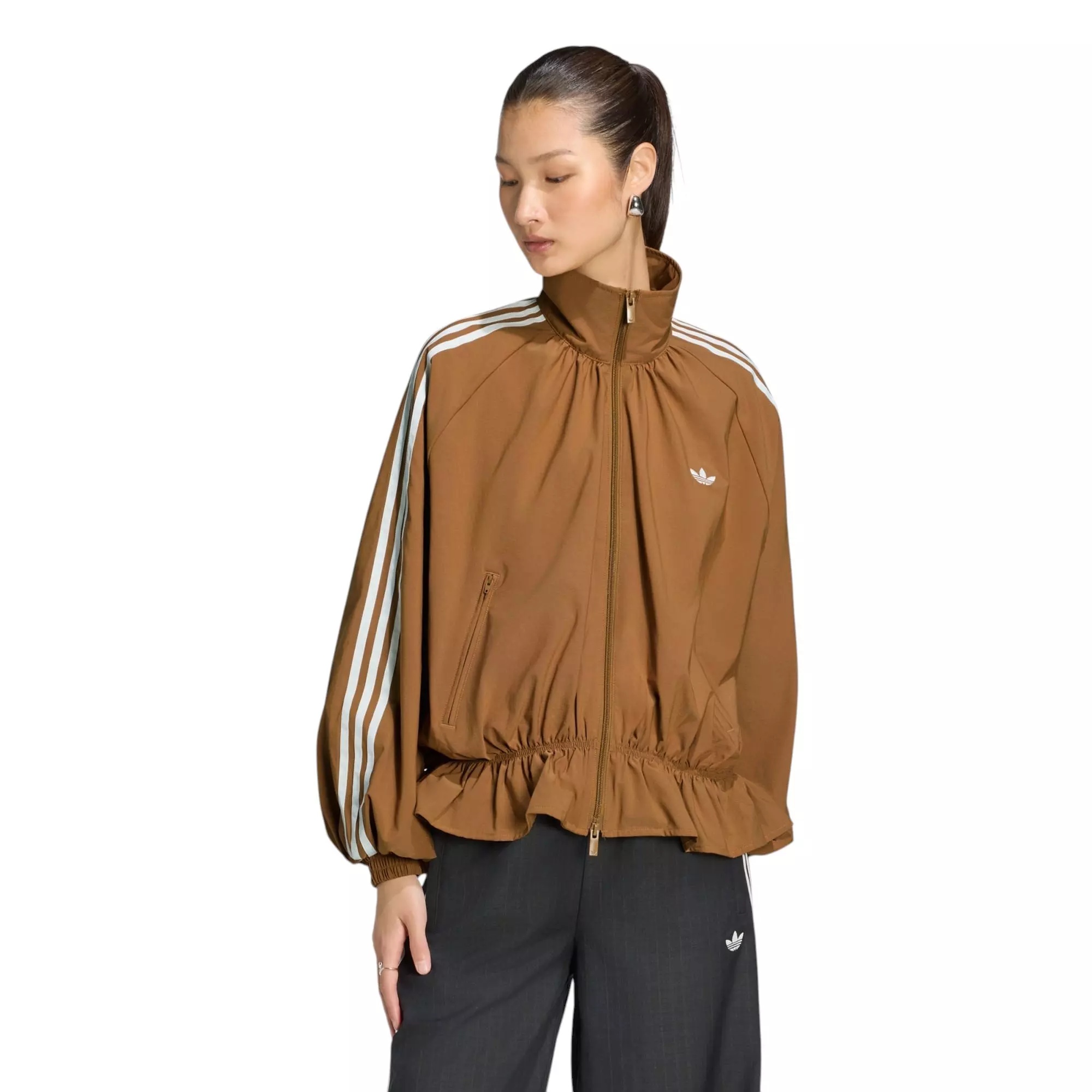 adidas Originals Women's Blousy Oversized Track Top - Brown - BROWN