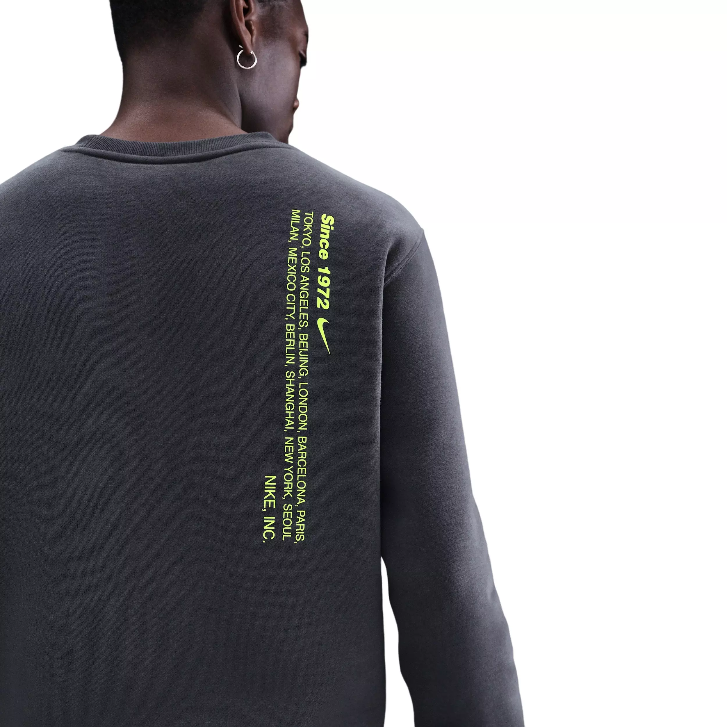 Nike Men's Sportswear Club BB Fleece Swoosh Sport Crew - GREY