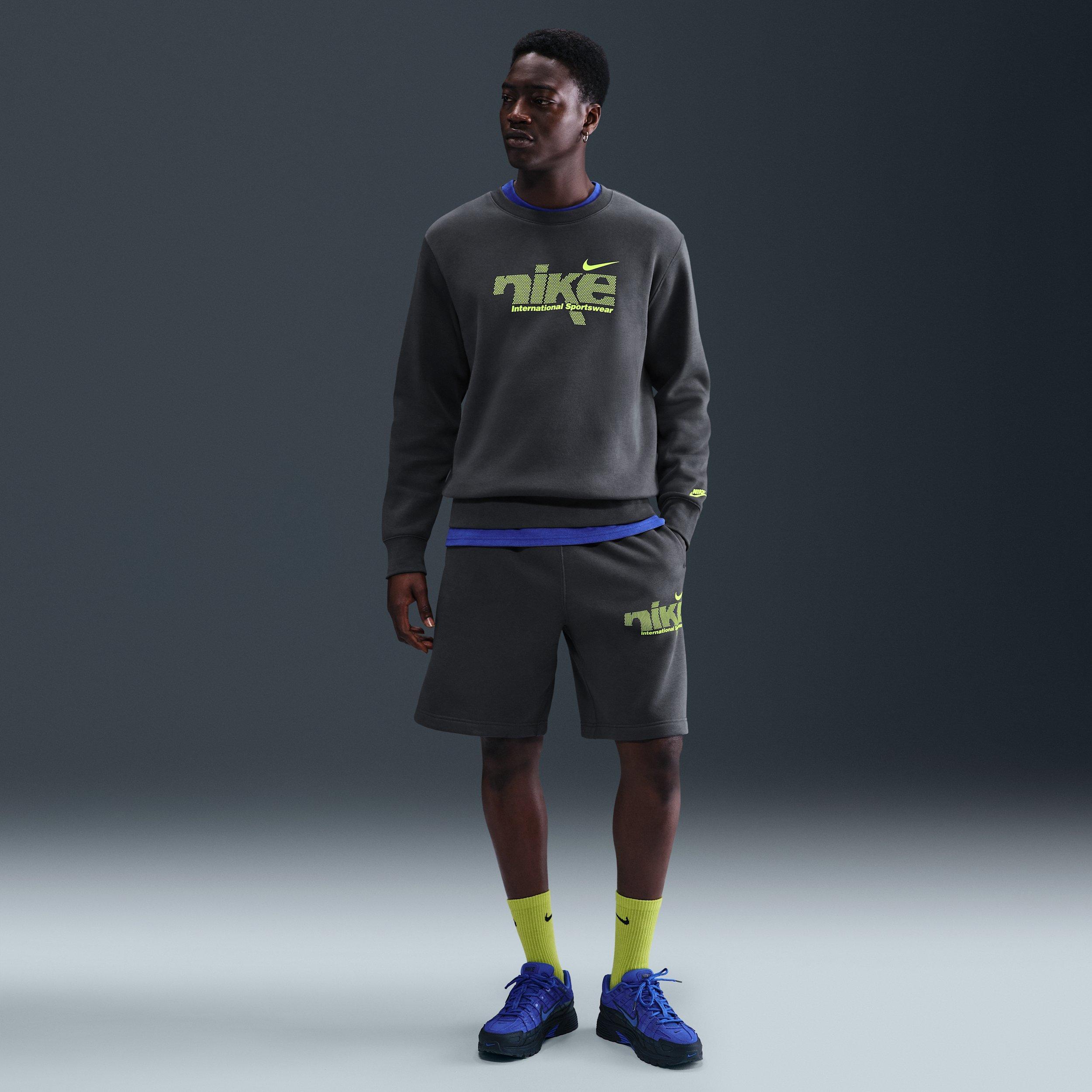 Nike Men's Sportswear Club BB Fleece Swoosh Sport Crew - GREY Thumbnail View 4