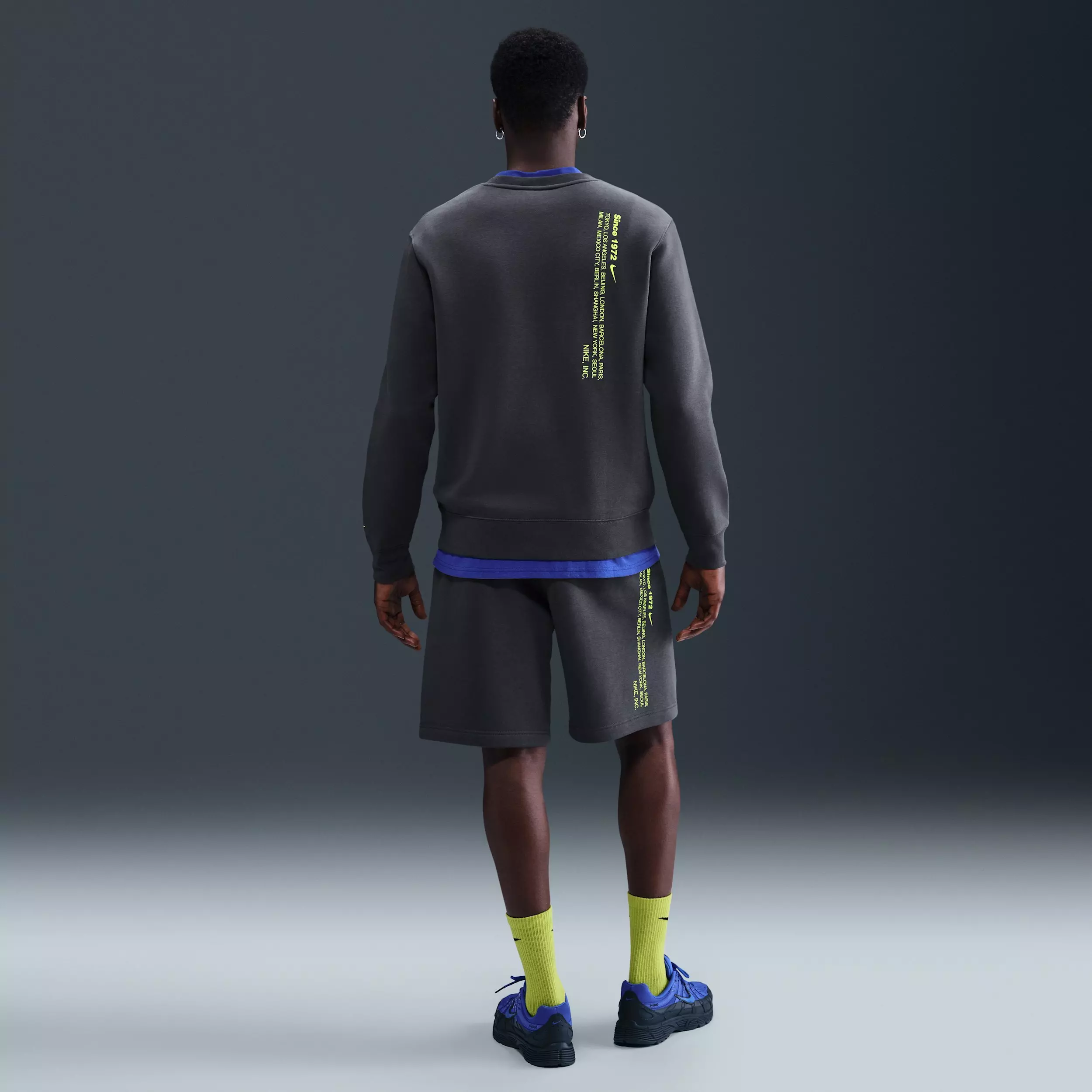 Nike Men's Sportswear Club BB Fleece Swoosh Sport Crew - GREY