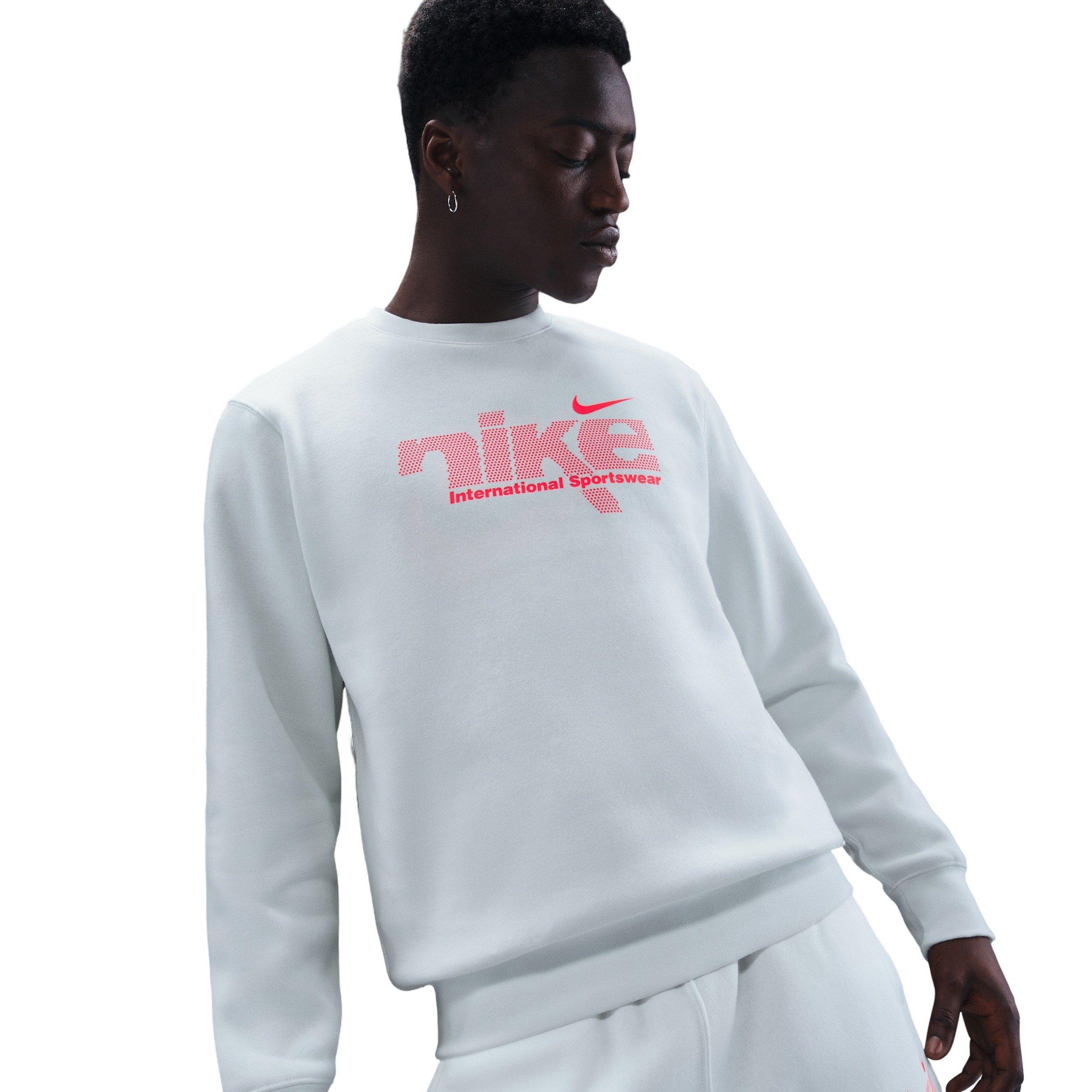 Nike Men's Sportswear Club BB Fleece Swoosh Sport Crew - WHITE Thumbnail View 1