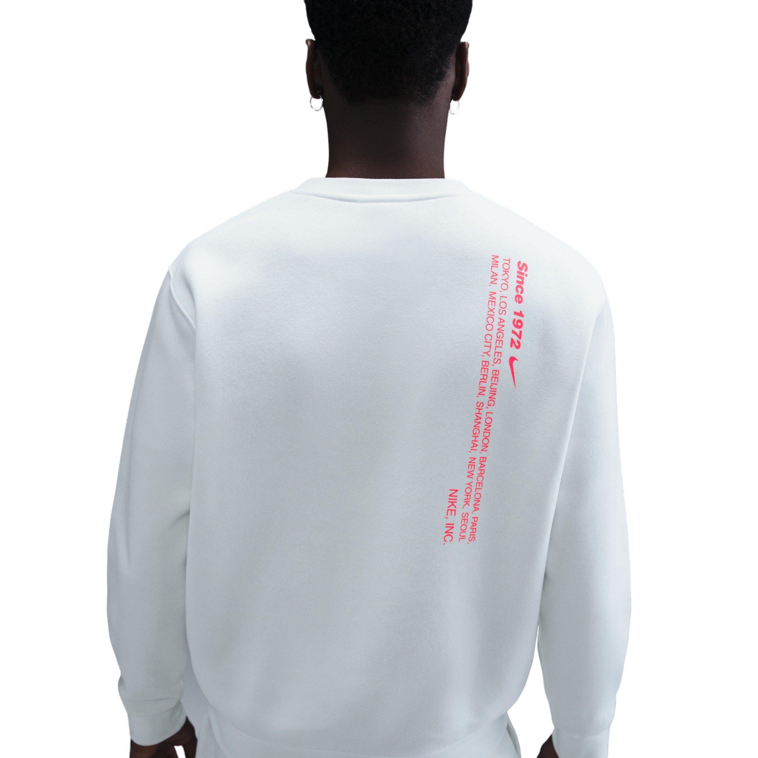 Nike Men's Sportswear Club BB Fleece Swoosh Sport Crew - WHITE Thumbnail View 2