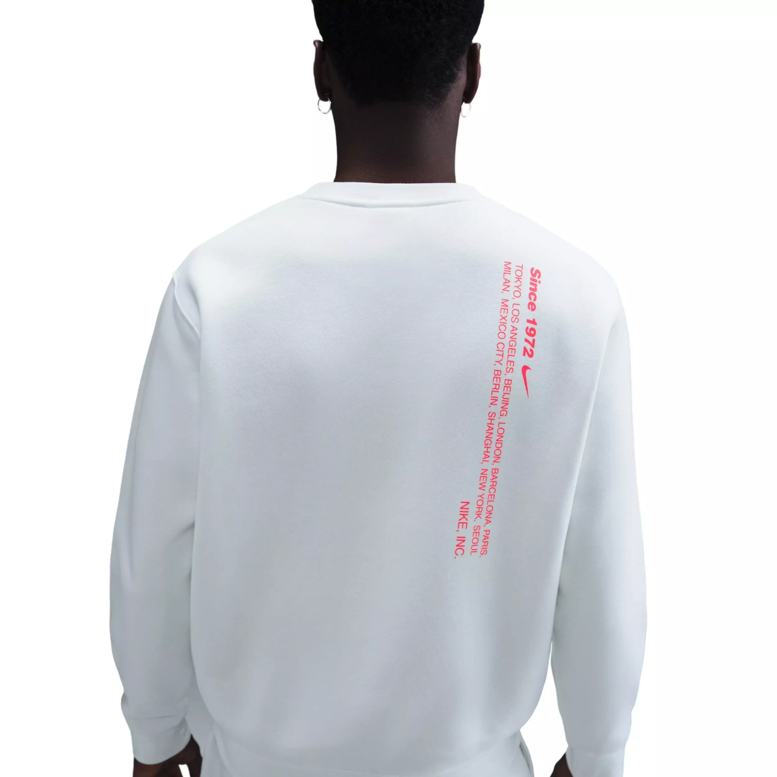 Nike Men's Sportswear Club BB Fleece Swoosh Sport Crew - WHITE