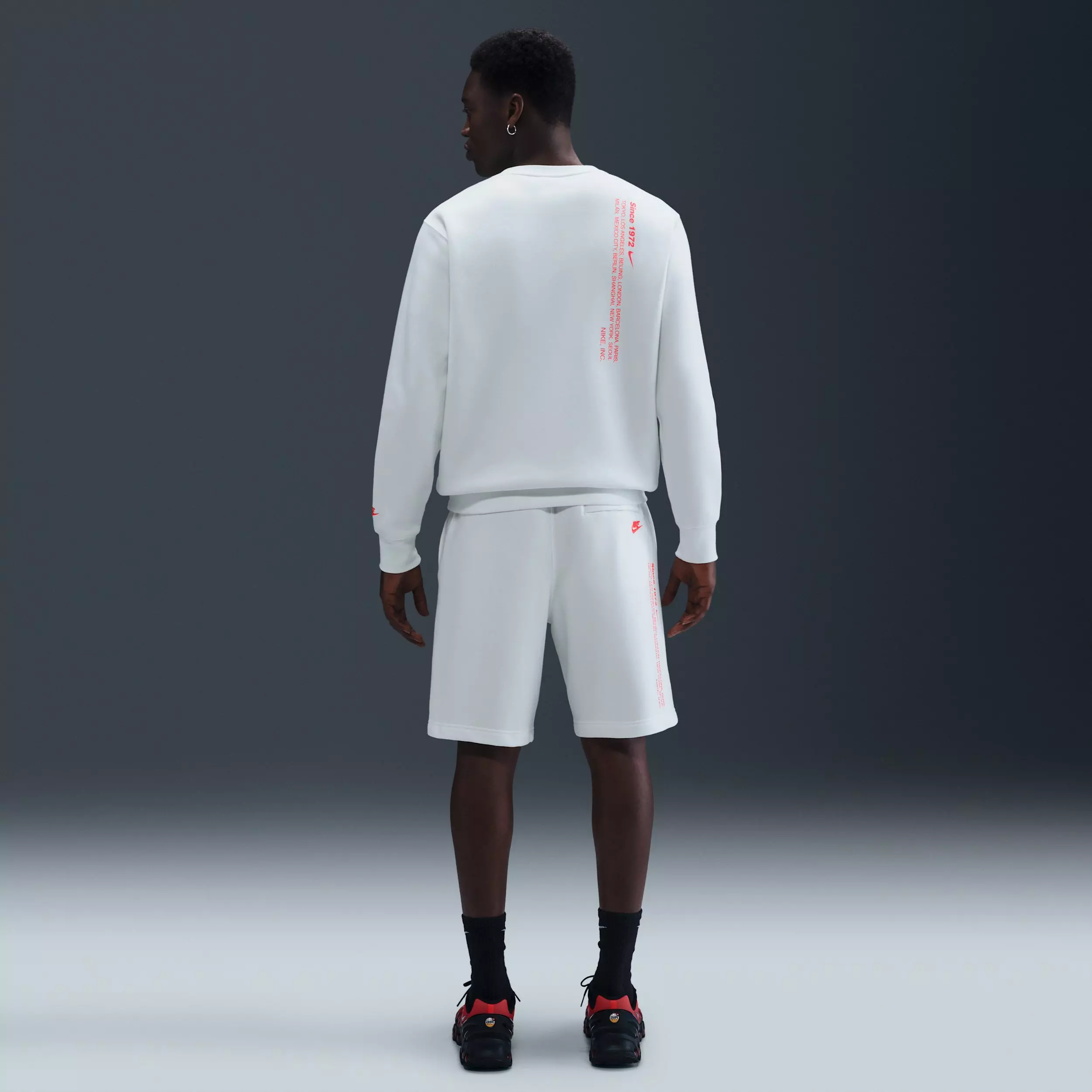 Nike Men's Sportswear Club BB Fleece Swoosh Sport Crew - WHITE