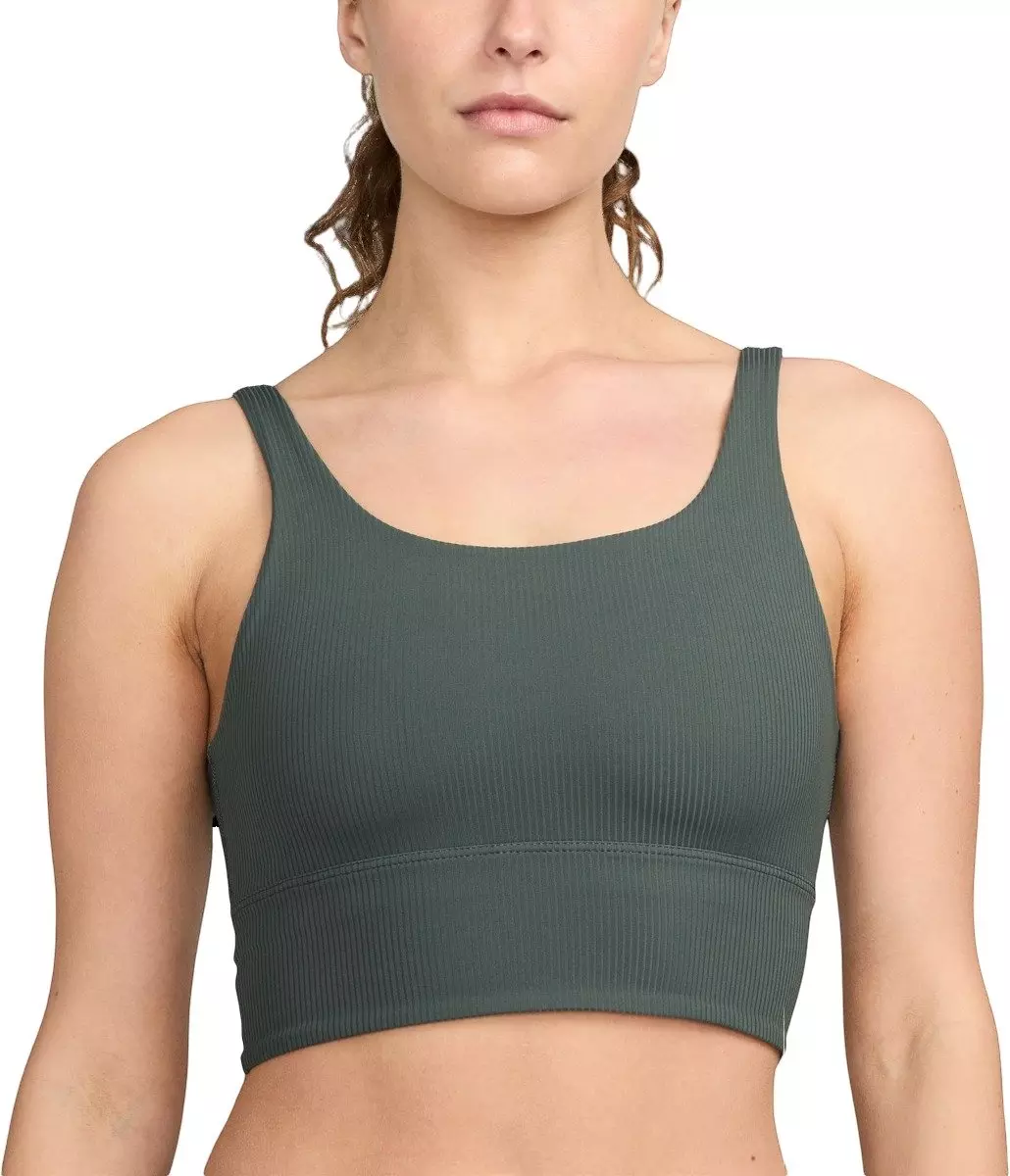 Nike Women's Zeny Rib Light-Support Padded Longline Sports Bra -Green - GREEN