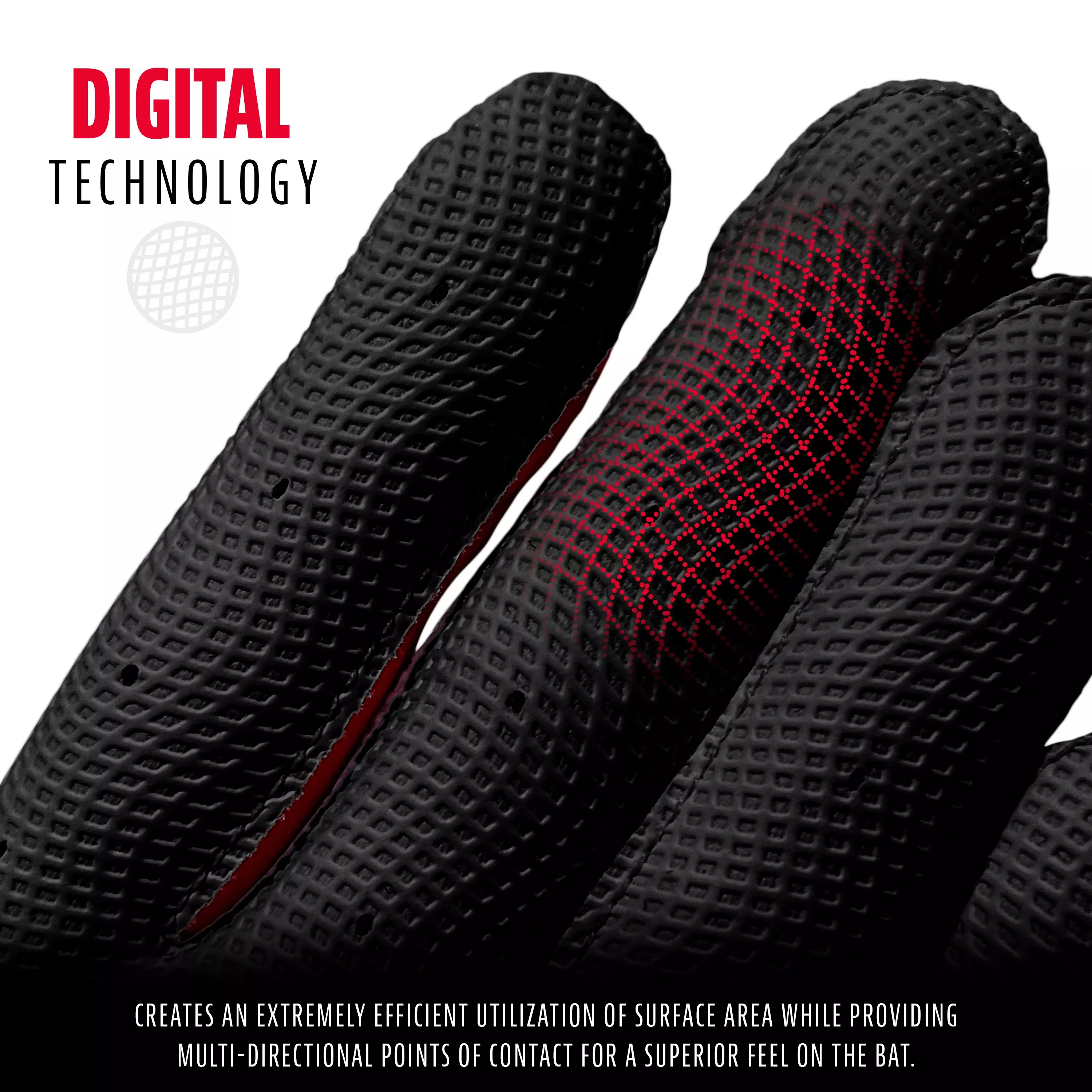 Franklin Adult Digitek Batting Gloves - GREY/BLACK/RED