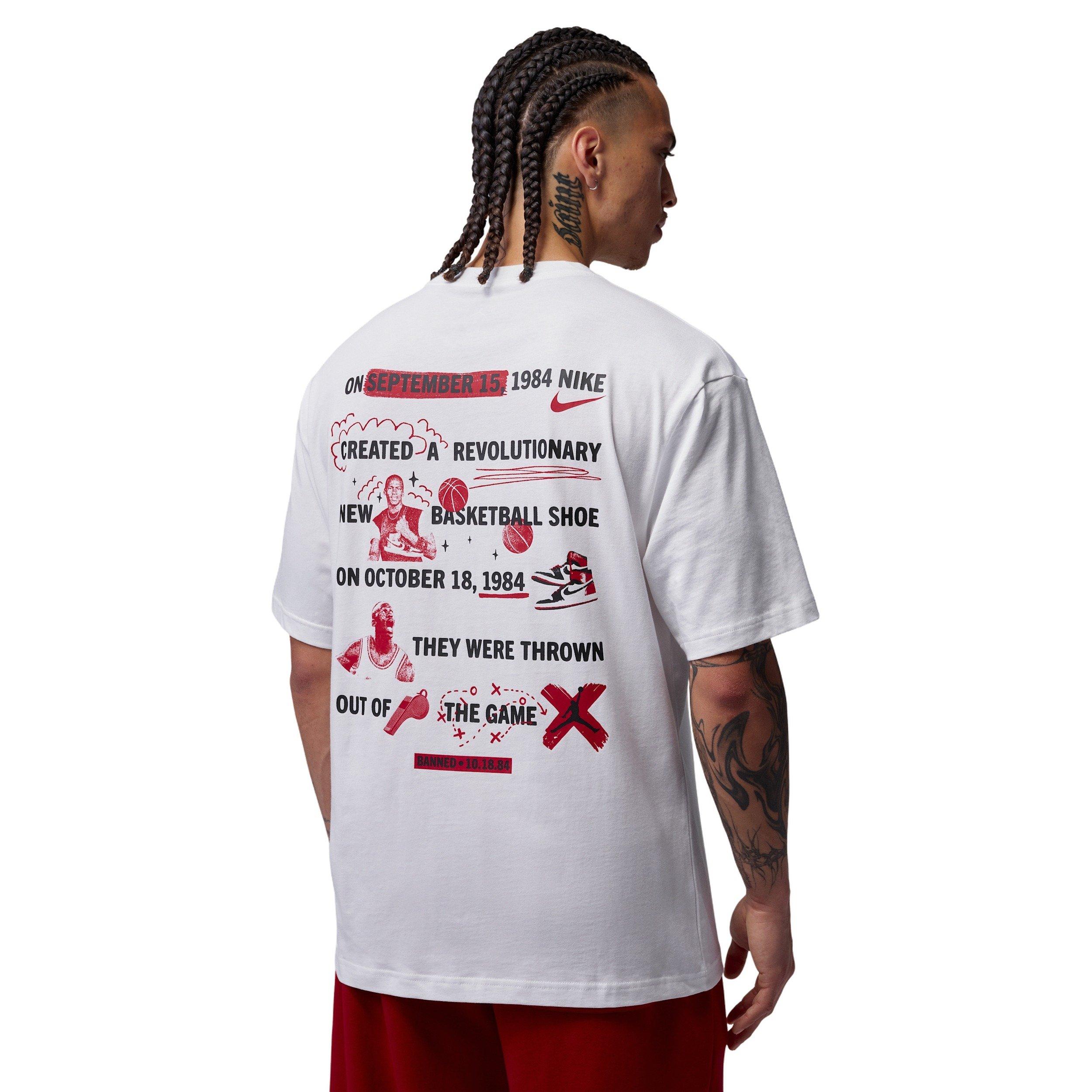 Jordan Men's Brooklyn Banned GFX Short Sleeve Crew T-Shirt - White - WHITE Thumbnail View 2
