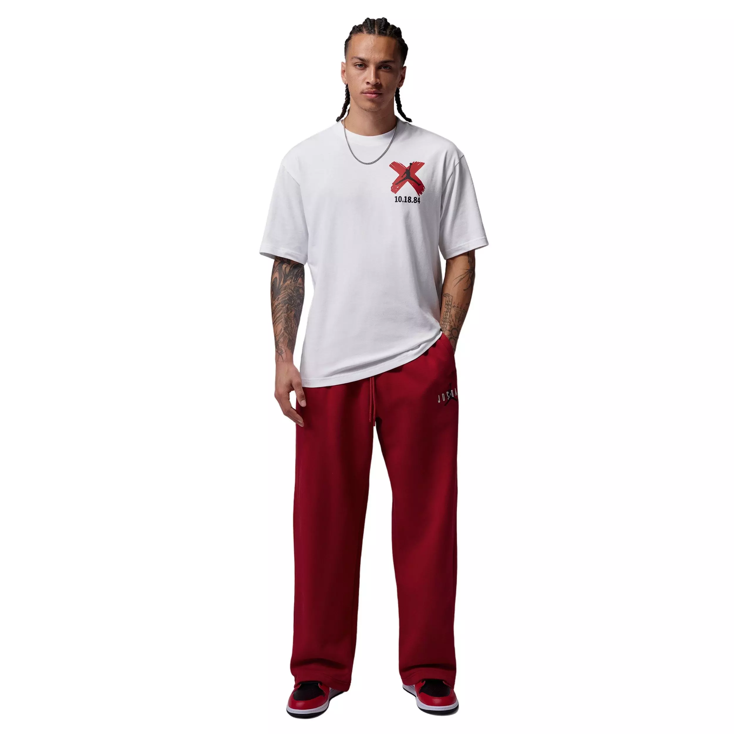 Jordan Men's Brooklyn Banned GFX Short Sleeve Crew T-Shirt - White - WHITE