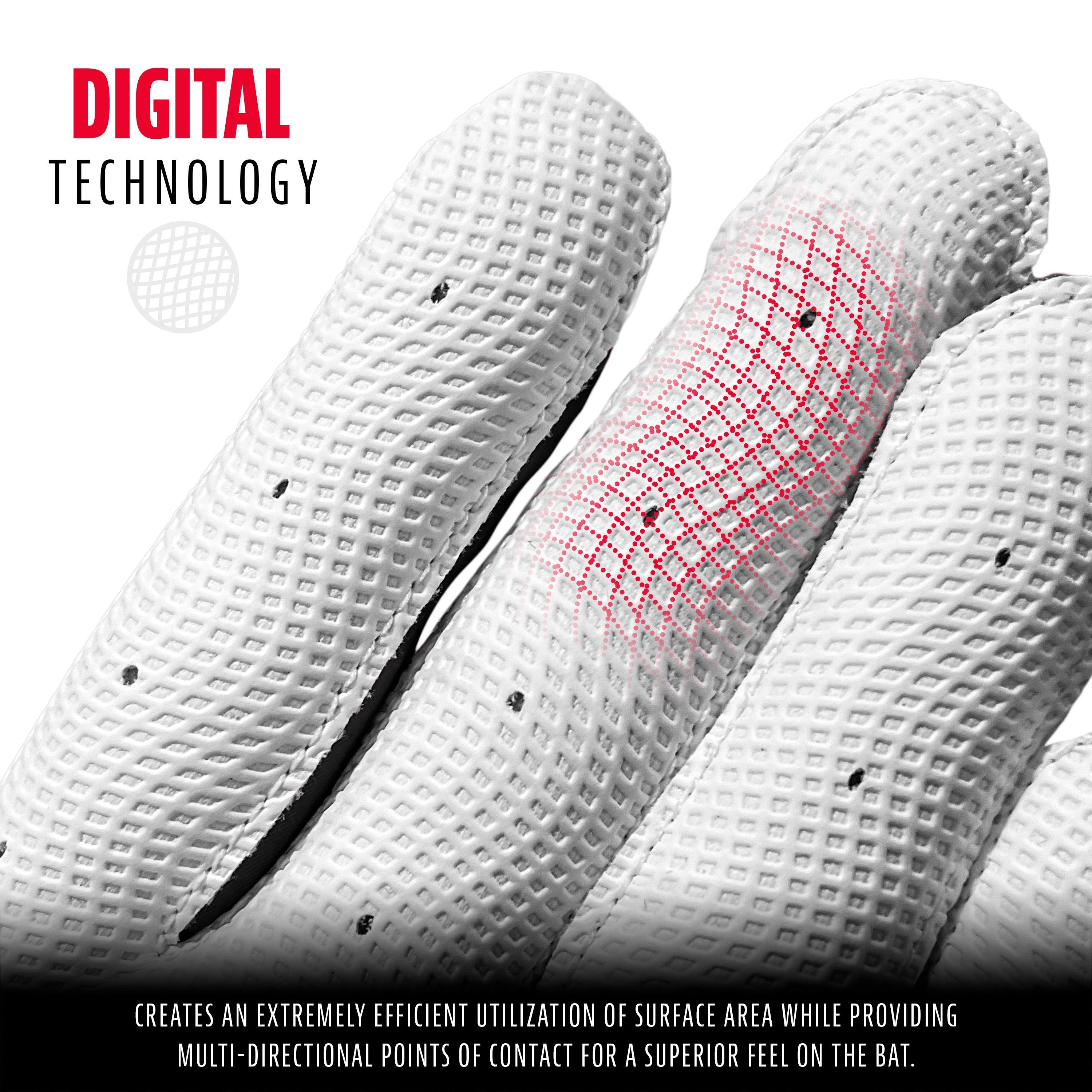 Franklin Men's MLB Digitek Series Batting Gloves Grey/White - GREY/WHITE Thumbnail View 4