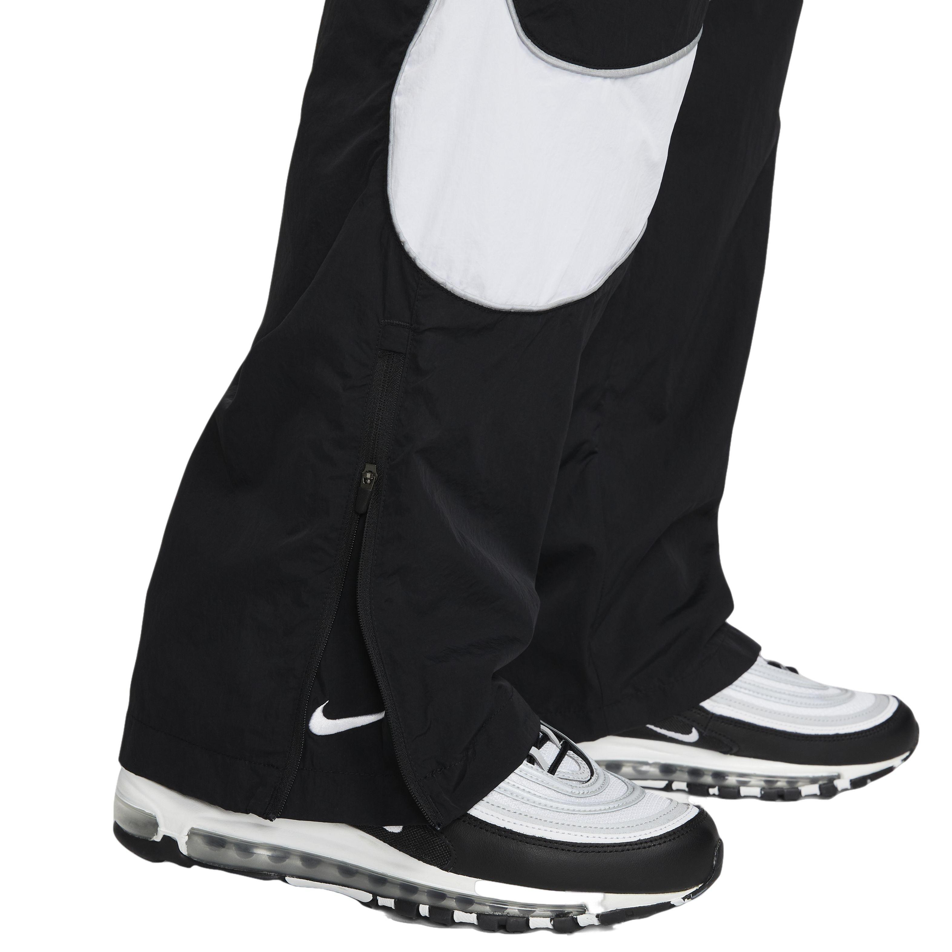 Nike Men's Swoosh Woven Pants-Black/White - Hibbett