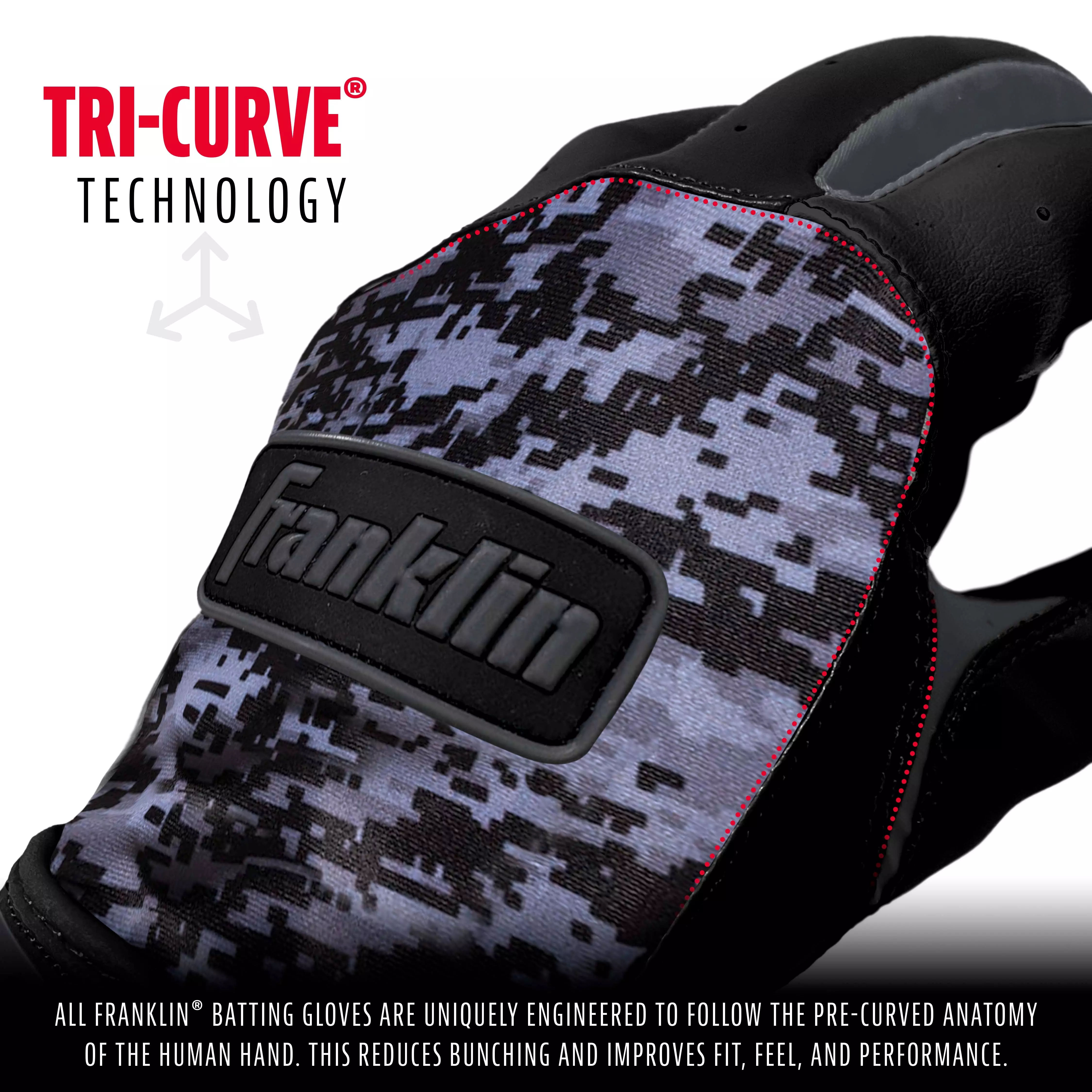 Franklin Men's MLB Digitek Series Batting Gloves Black/Blue - BLACK