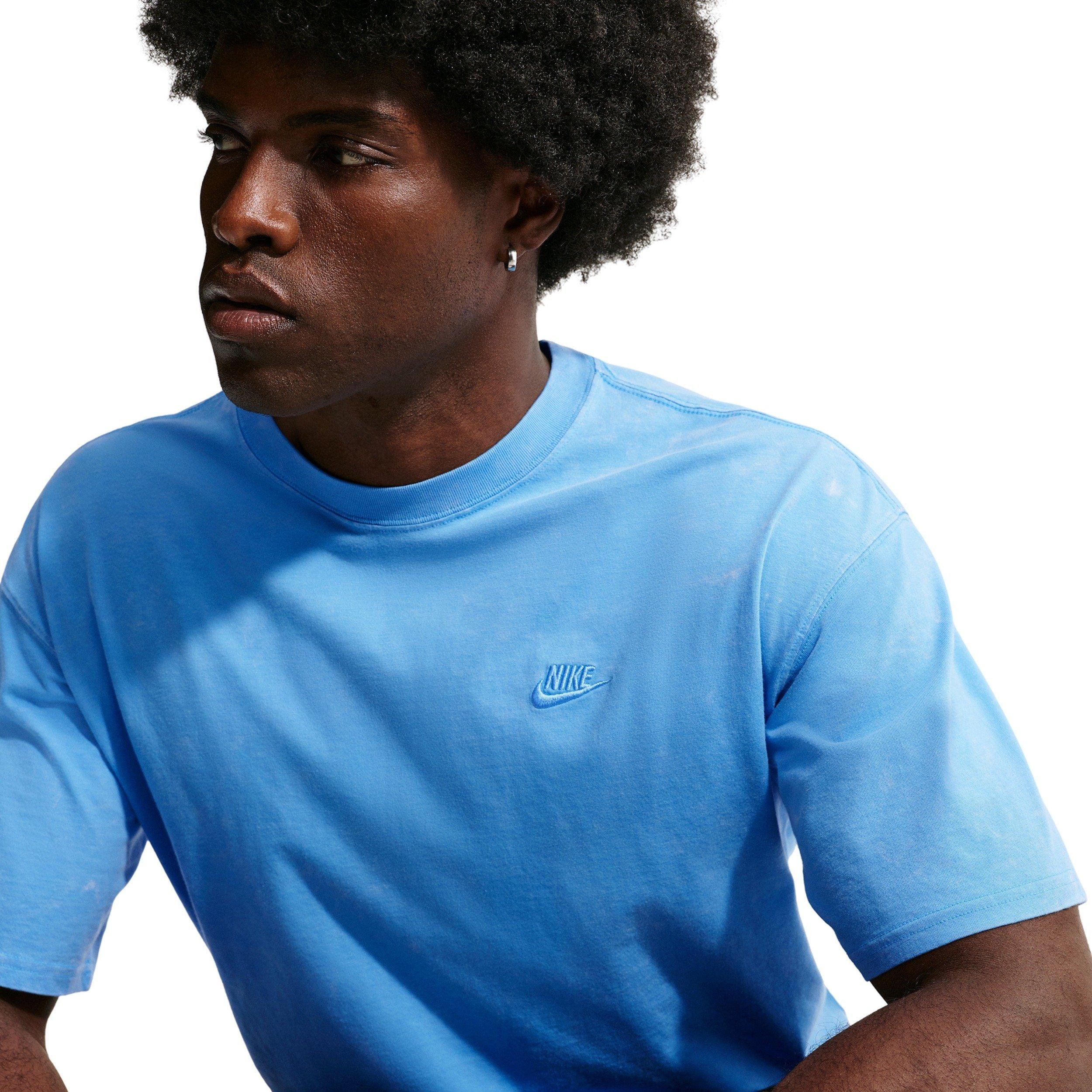 Nike Men's Sportswear Max 90 Short-Sleeve Washed T-Shirt - BLUE Thumbnail View 3