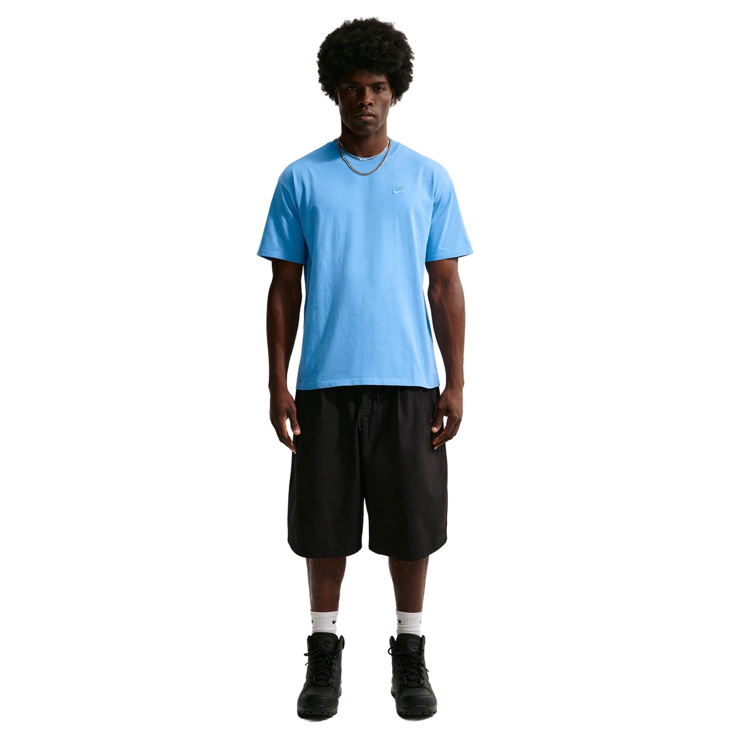 Nike Men's Sportswear Max 90 Short-Sleeve Washed T-Shirt - BLUE Thumbnail View 4