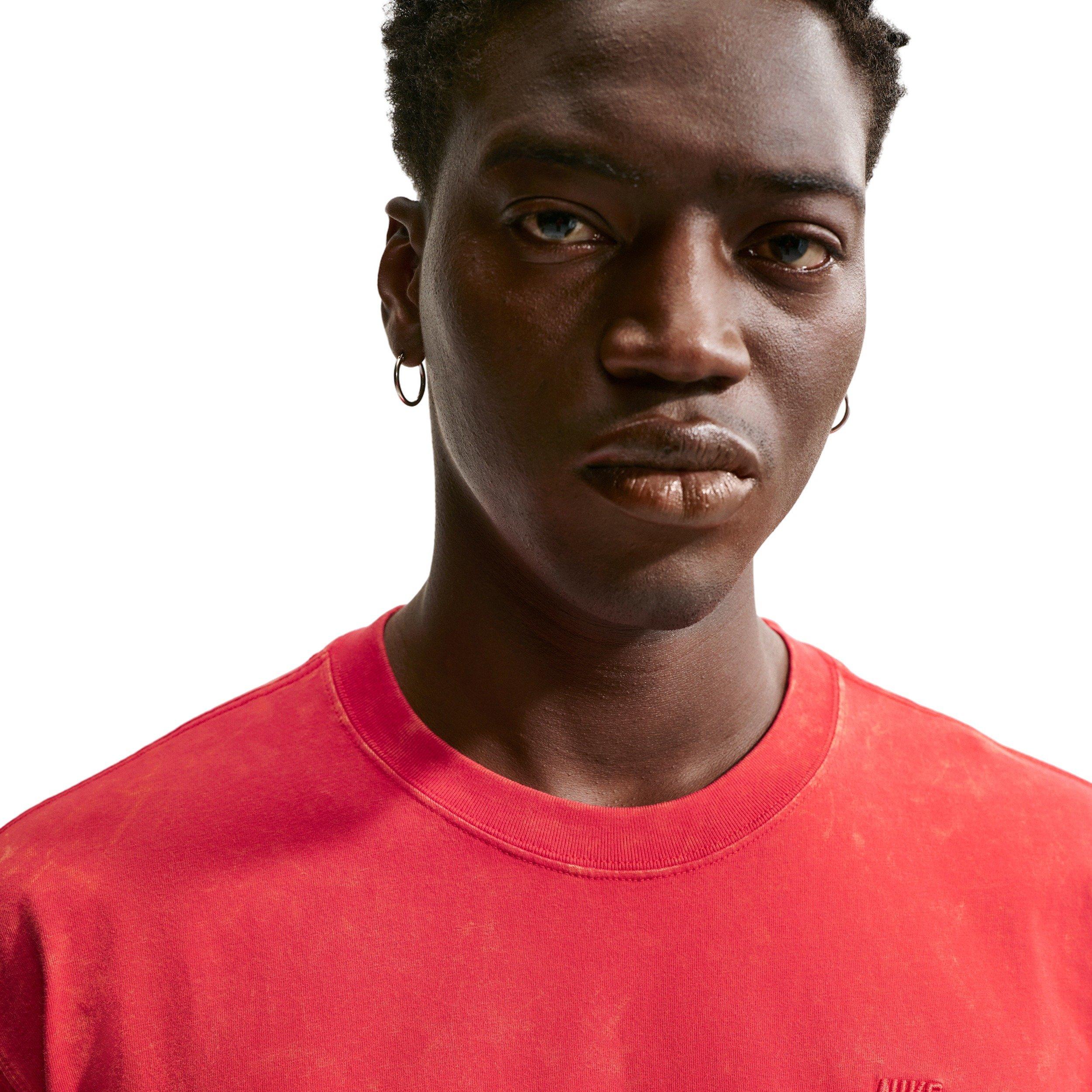 Nike Men's Sportswear Max 90 Short-Sleeve Washed T-Shirt - RED Thumbnail View 3