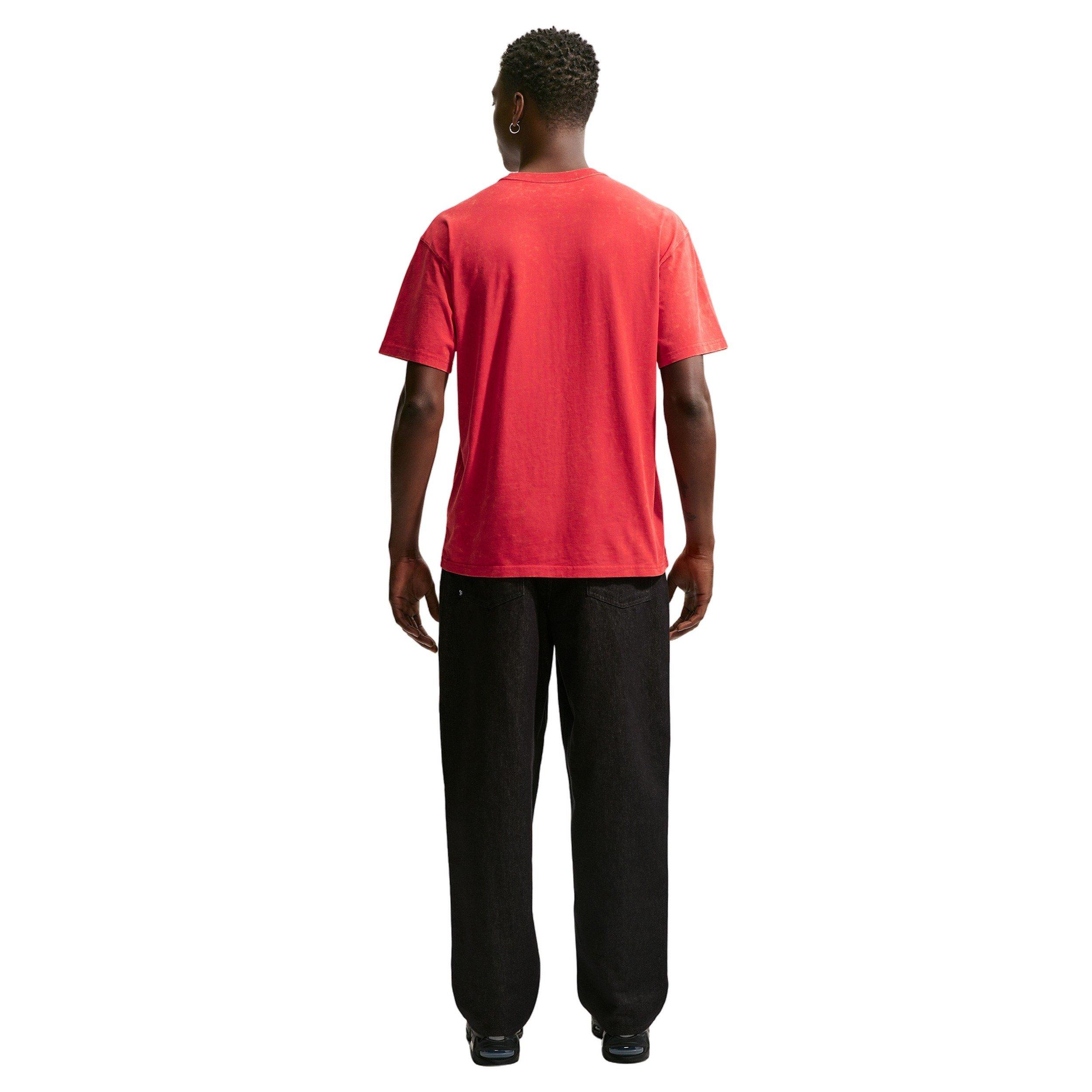 Nike Men's Sportswear Max 90 Short-Sleeve Washed T-Shirt - RED Thumbnail View 5