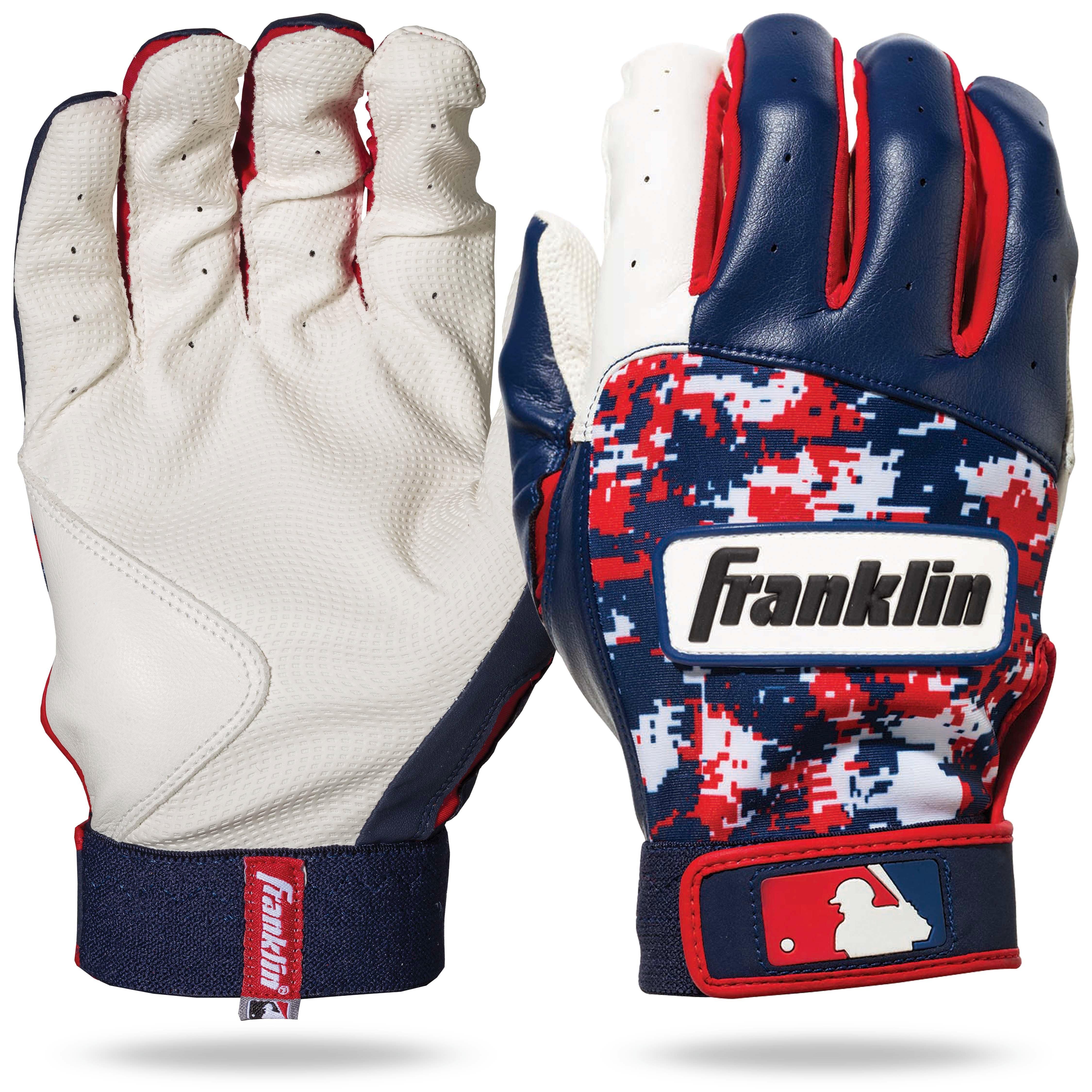 Franklin Men's MLB Digitek Series Batting Gloves White/Navy/Red - WHITE/NAVY/RED Thumbnail View 1