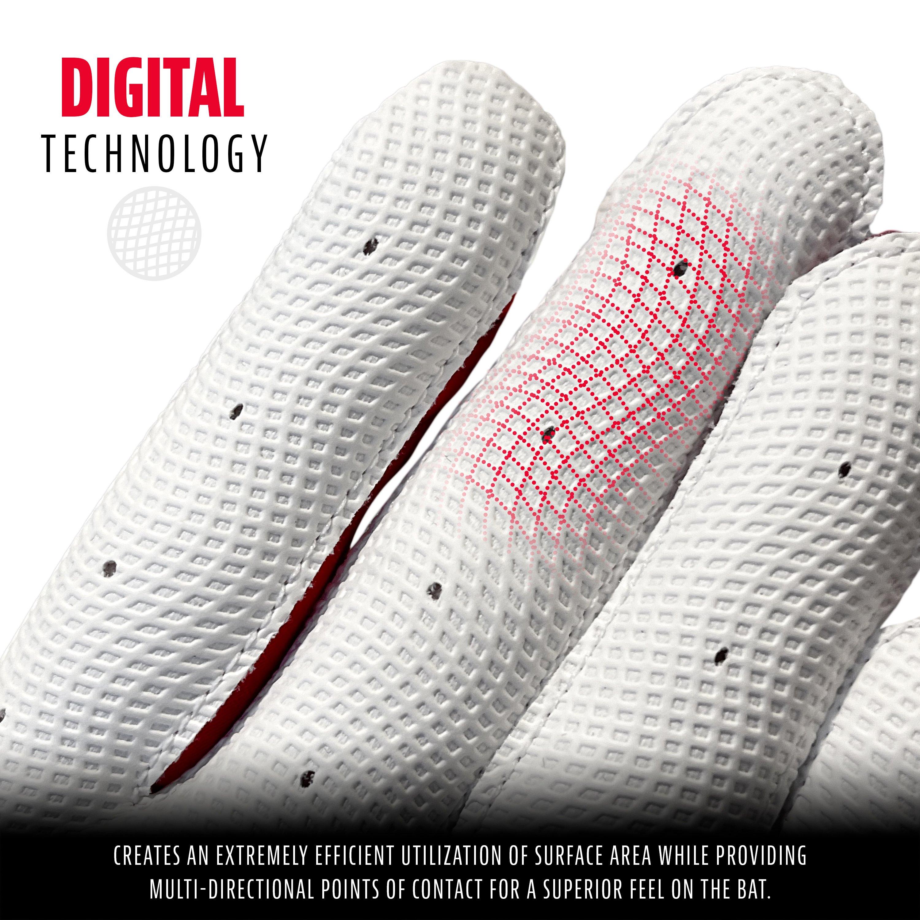 Franklin Men's MLB Digitek Series Batting Gloves White/Navy/Red - WHITE/NAVY/RED Thumbnail View 4