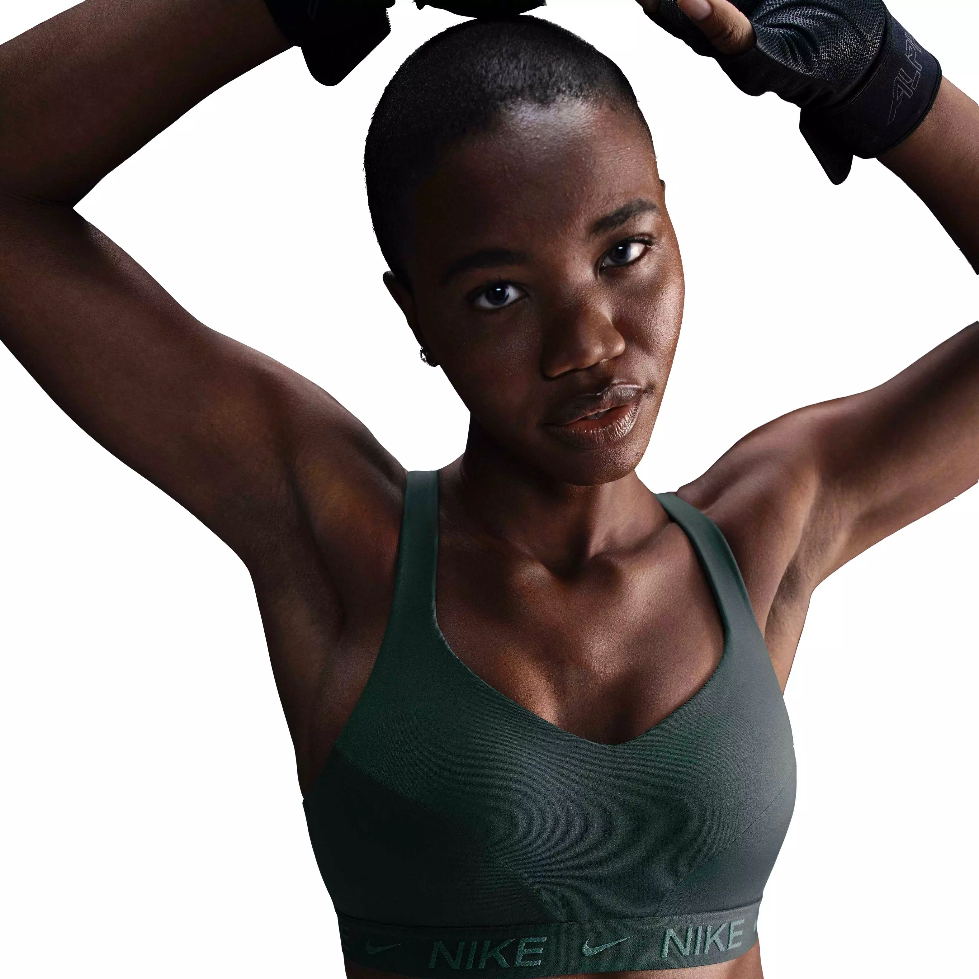 Nike Women's Indy High Support Padded Adjustable Sports Bra - GREEN