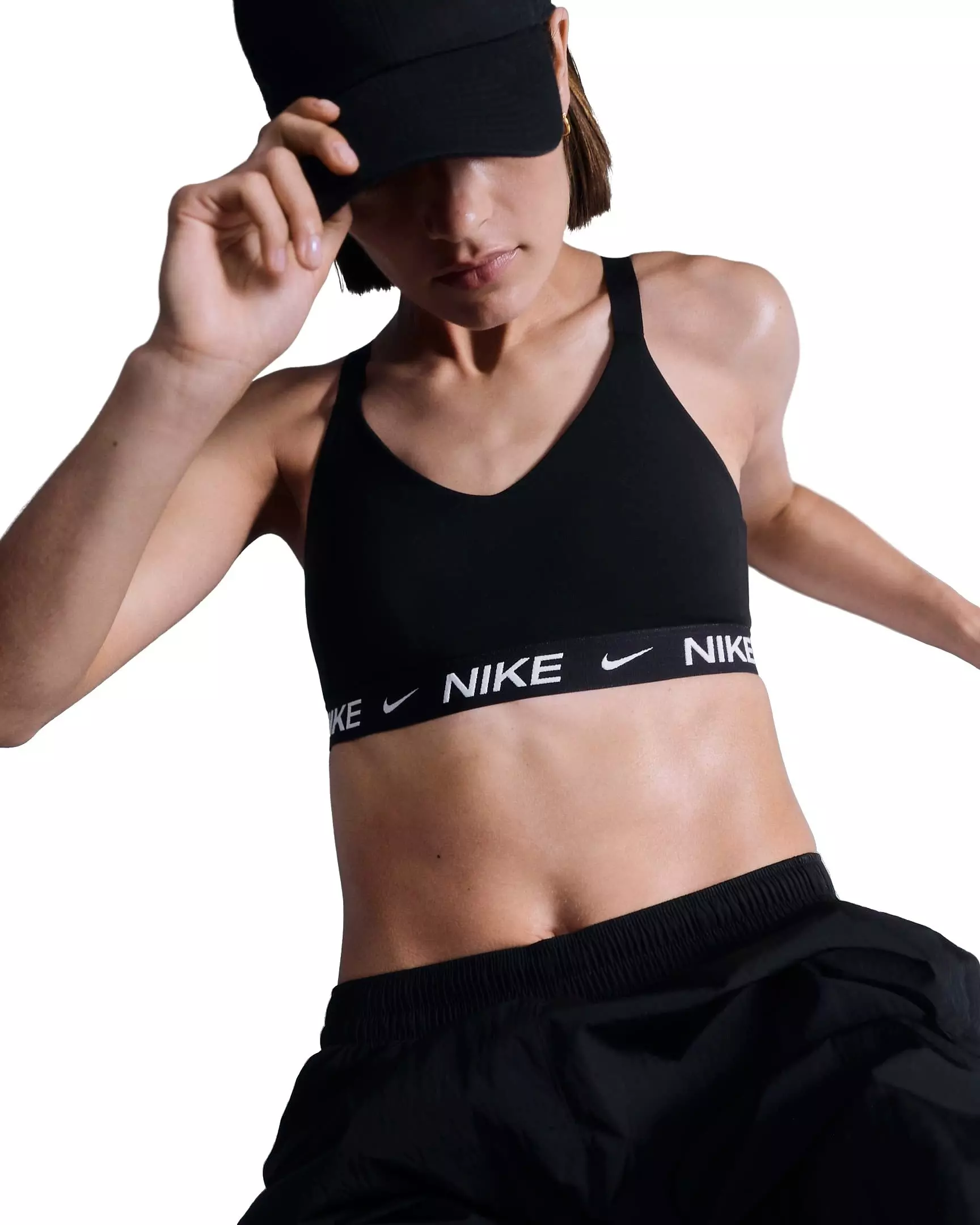 Nike Women's Indy Med-Support Padded Adjustable Sports Bra - BLACK/WHITE