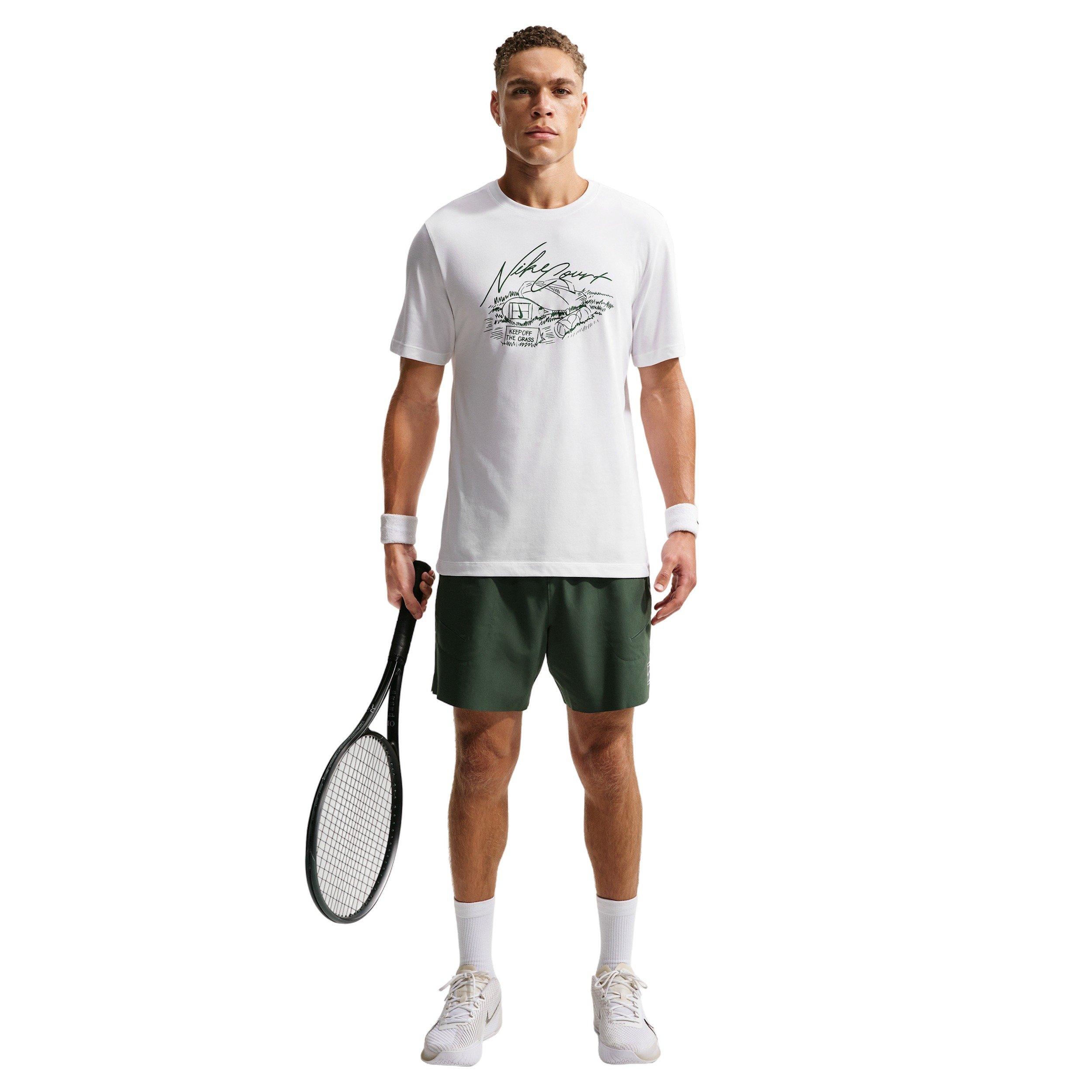 Nike Men's Dri-FIT Standard Tennis T-Shirt - WHITE Thumbnail View 4