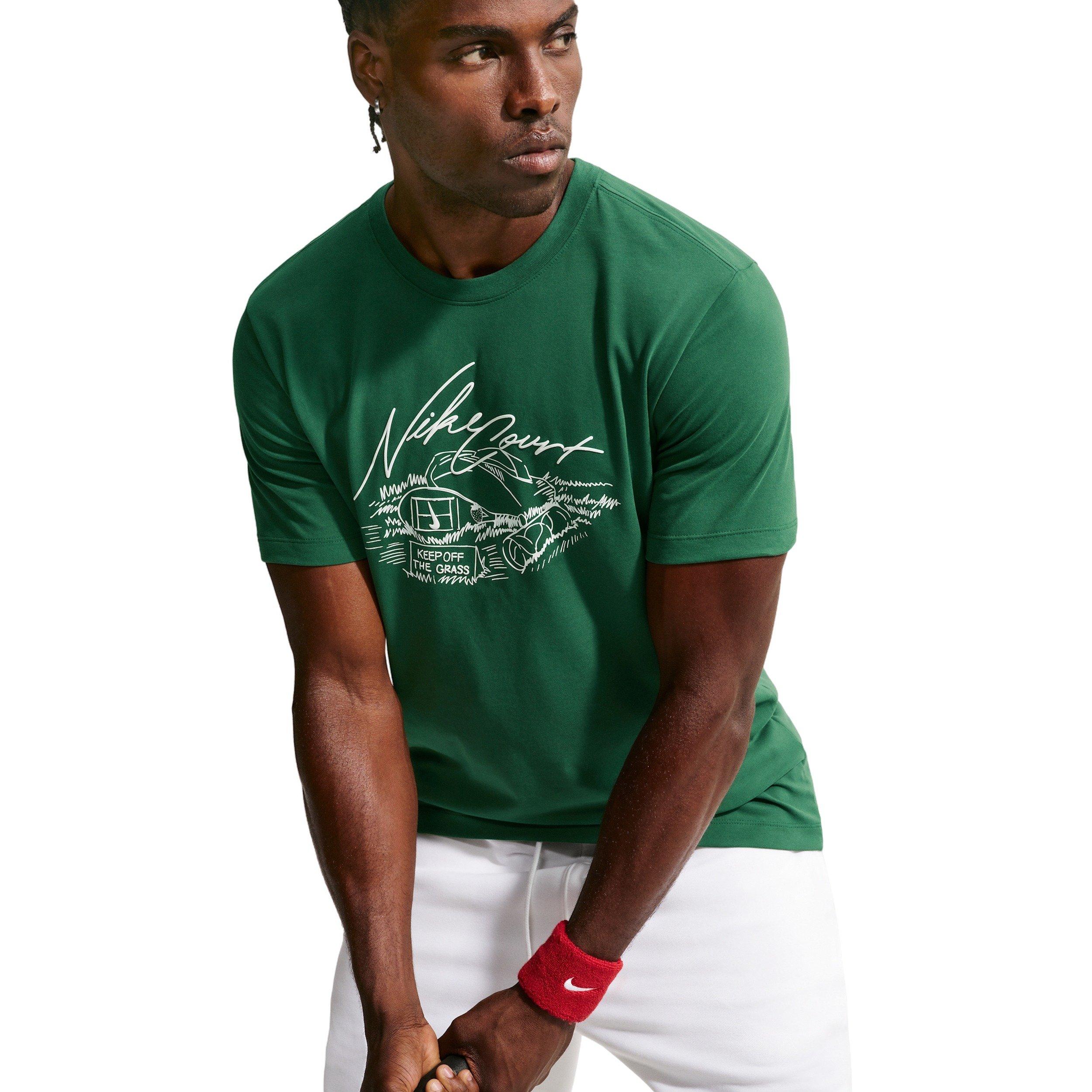 Nike Men's Dri-FIT Standard Tennis T-Shirt - GREEN Thumbnail View 3