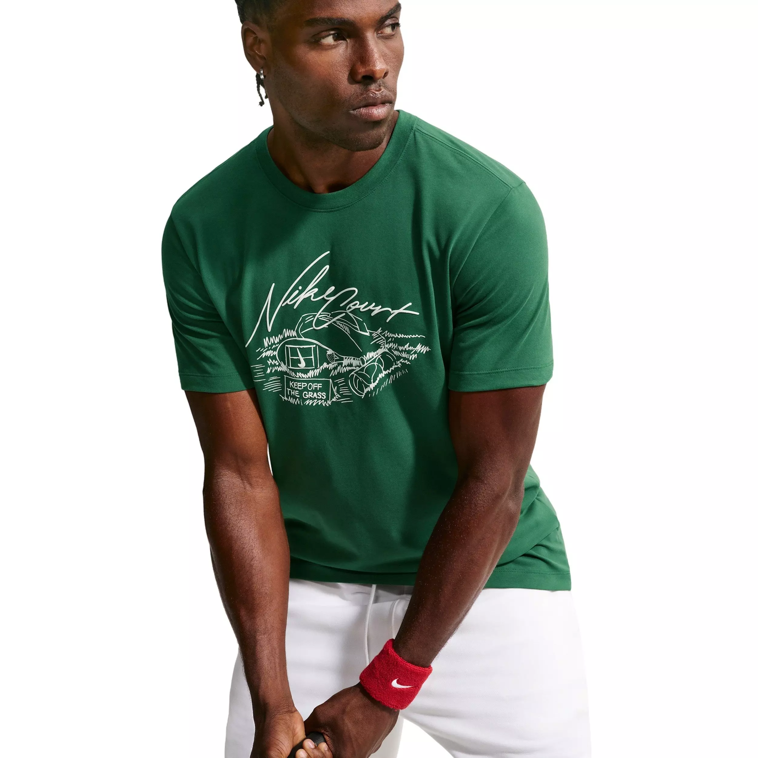 Nike Men's Dri-FIT Standard Tennis T-Shirt - GREEN