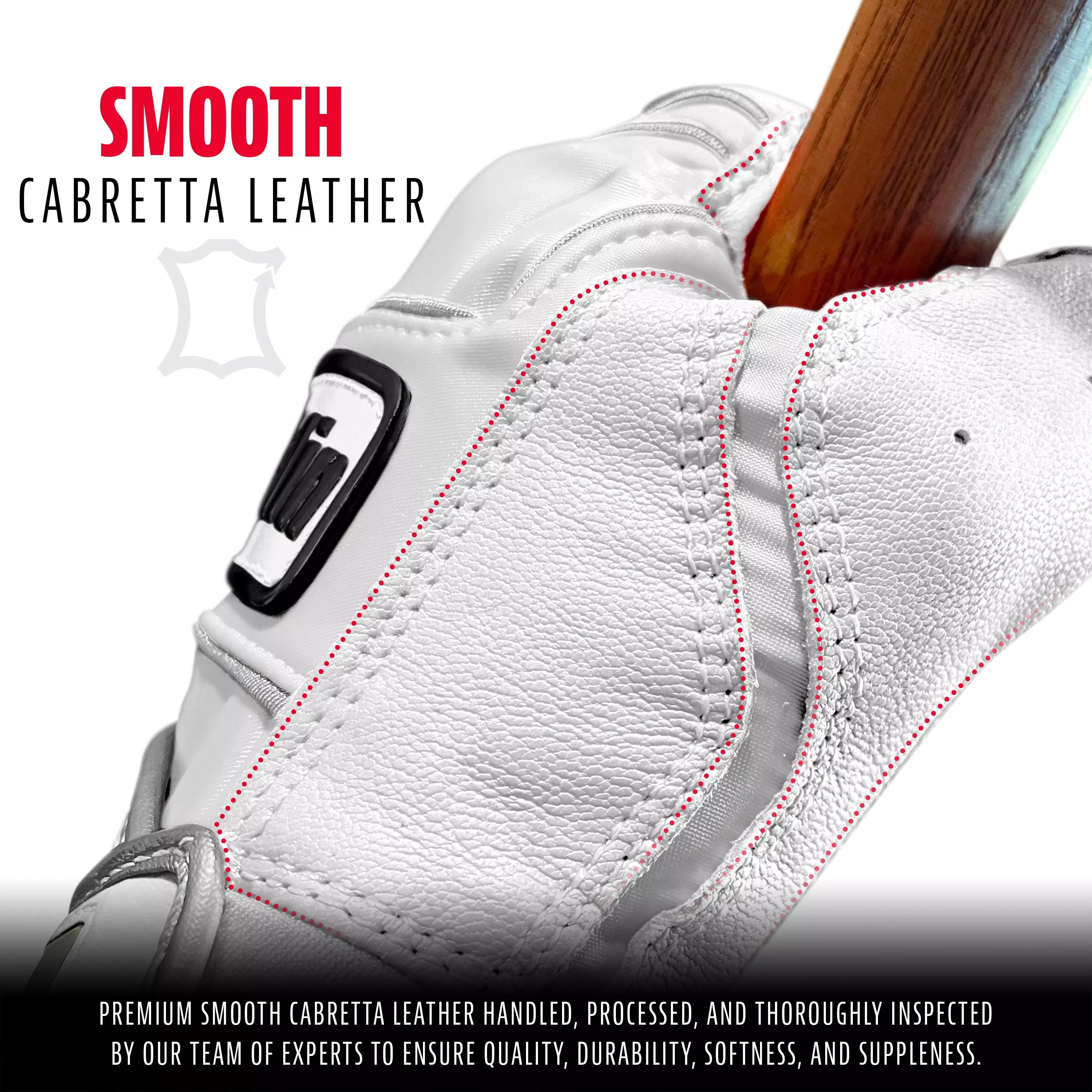 Franklin Adult Powerstrap Batting Gloves White - WHITE