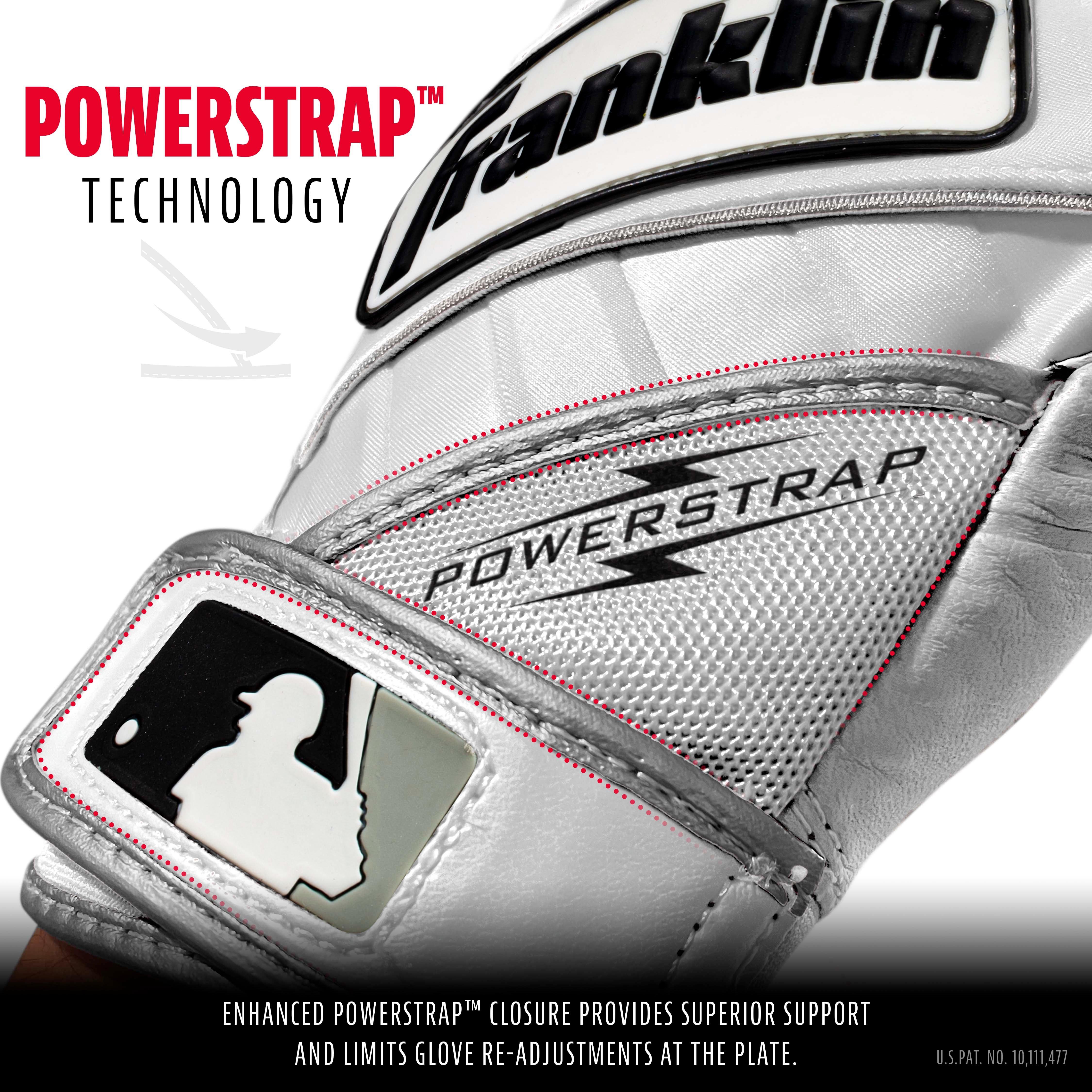 Franklin Adult Powerstrap Batting Gloves White - WHITE Thumbnail View 3