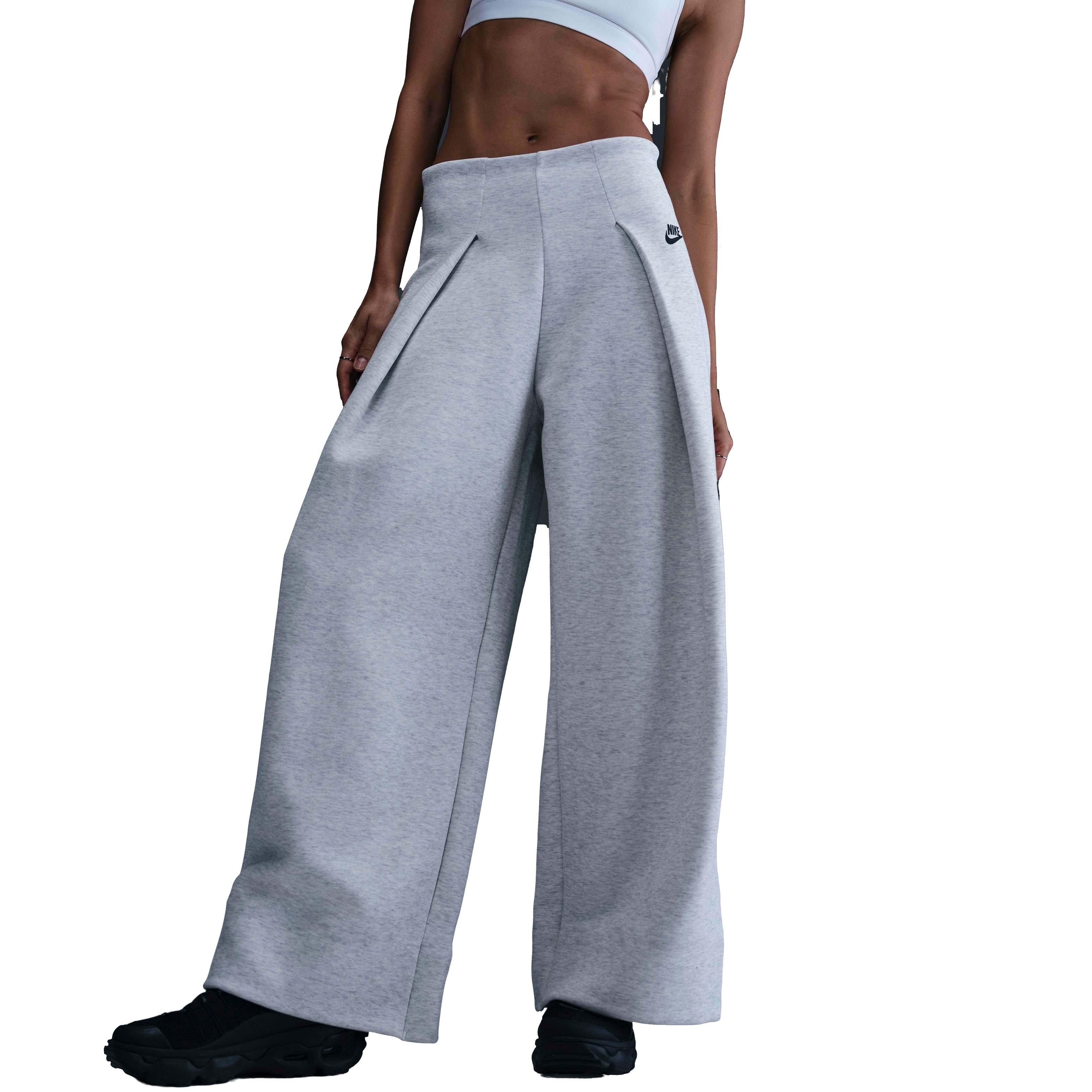 Nike Women's Sportswear Tech Fleece High-Waisted Pleated Trousers - LT GREY Thumbnail View 5
