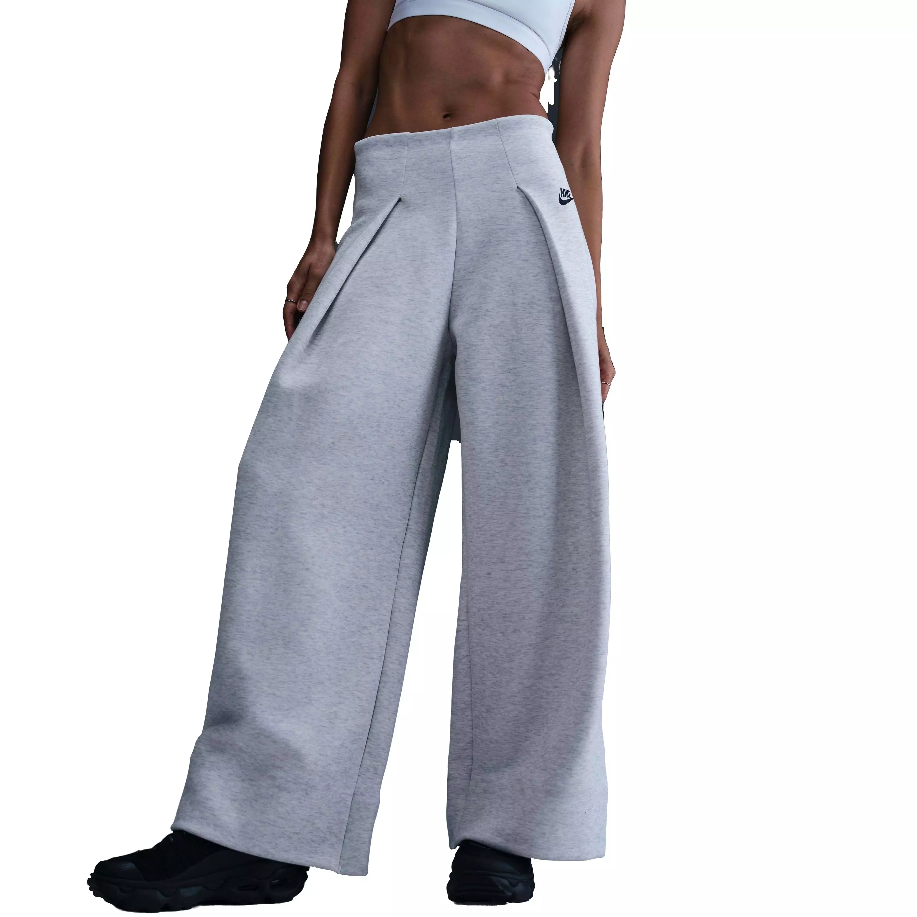 Nike Women's Sportswear Tech Fleece High-Waisted Pleated Trousers - LT GREY