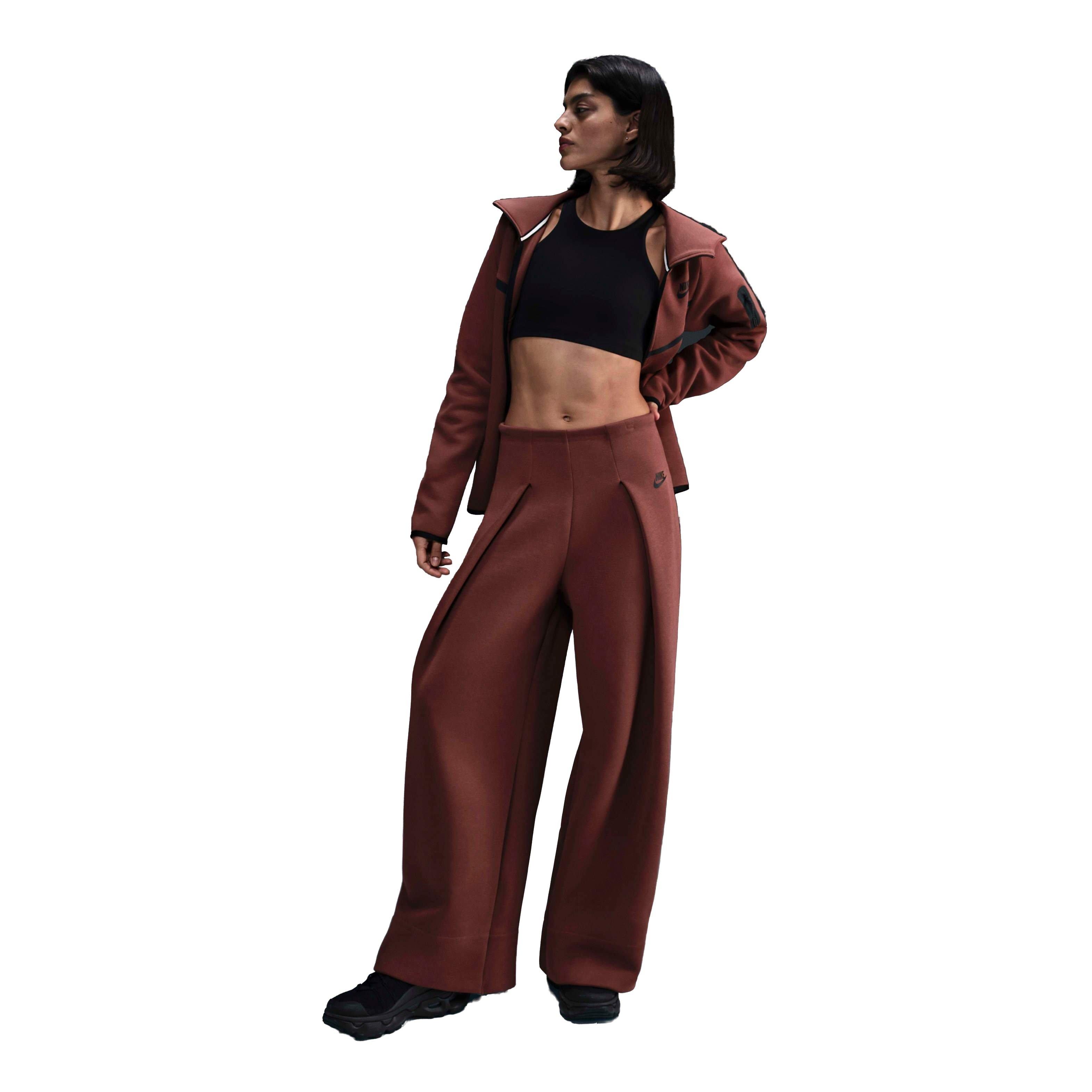 Nike Women's Sportswear Tech Fleece High-Waisted Pleated Trousers - RED/BLACK Thumbnail View 1