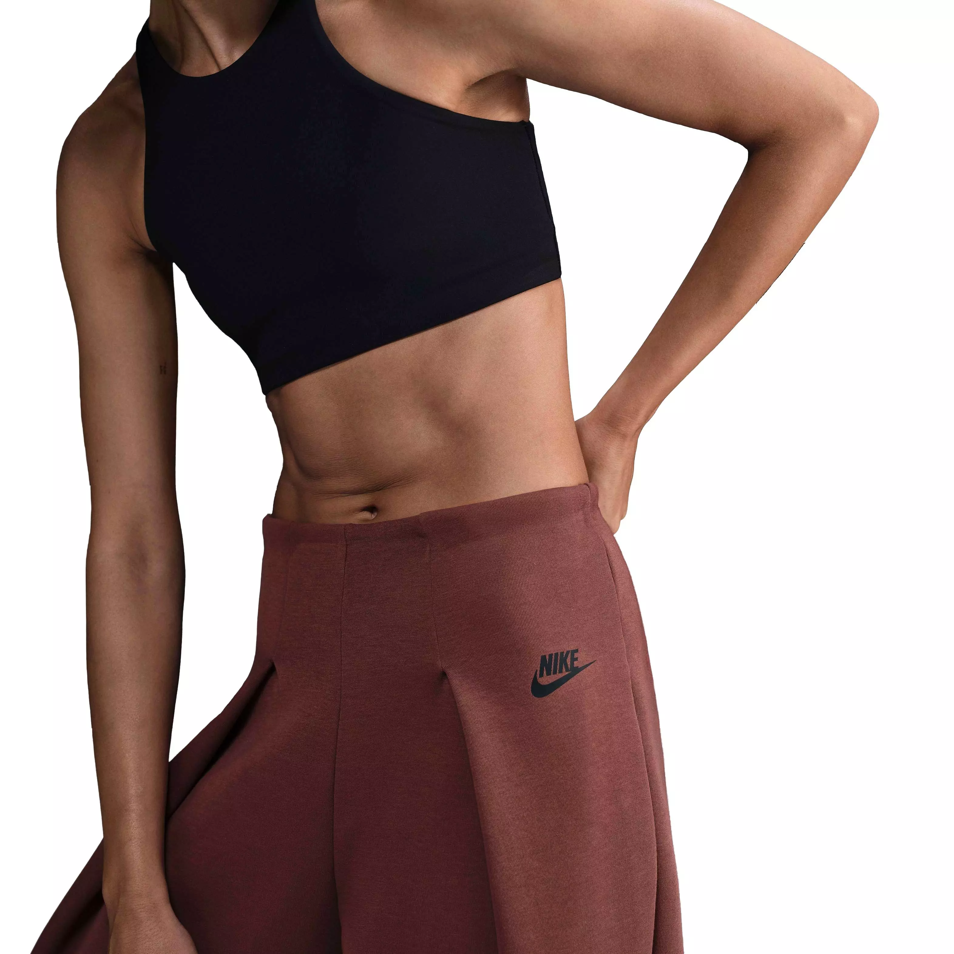 Nike Women's Sportswear Tech Fleece High-Waisted Pleated Trousers - RED/BLACK