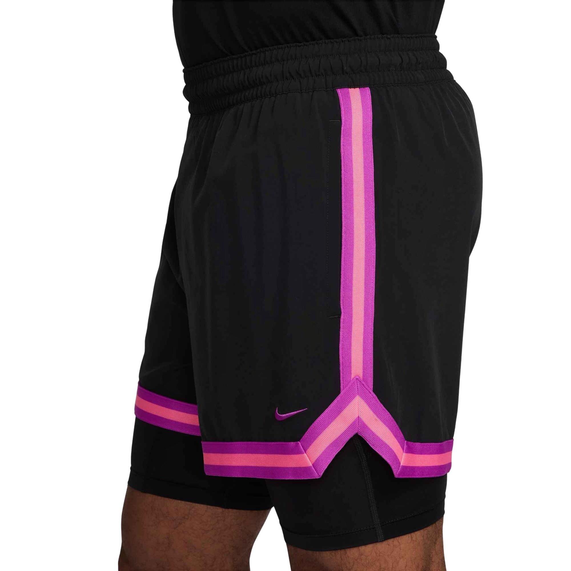 Nike Men's DNA Dri-FIT 4" 2-in-1 Basketball Shorts - BLACK/PURPLE Thumbnail View 3